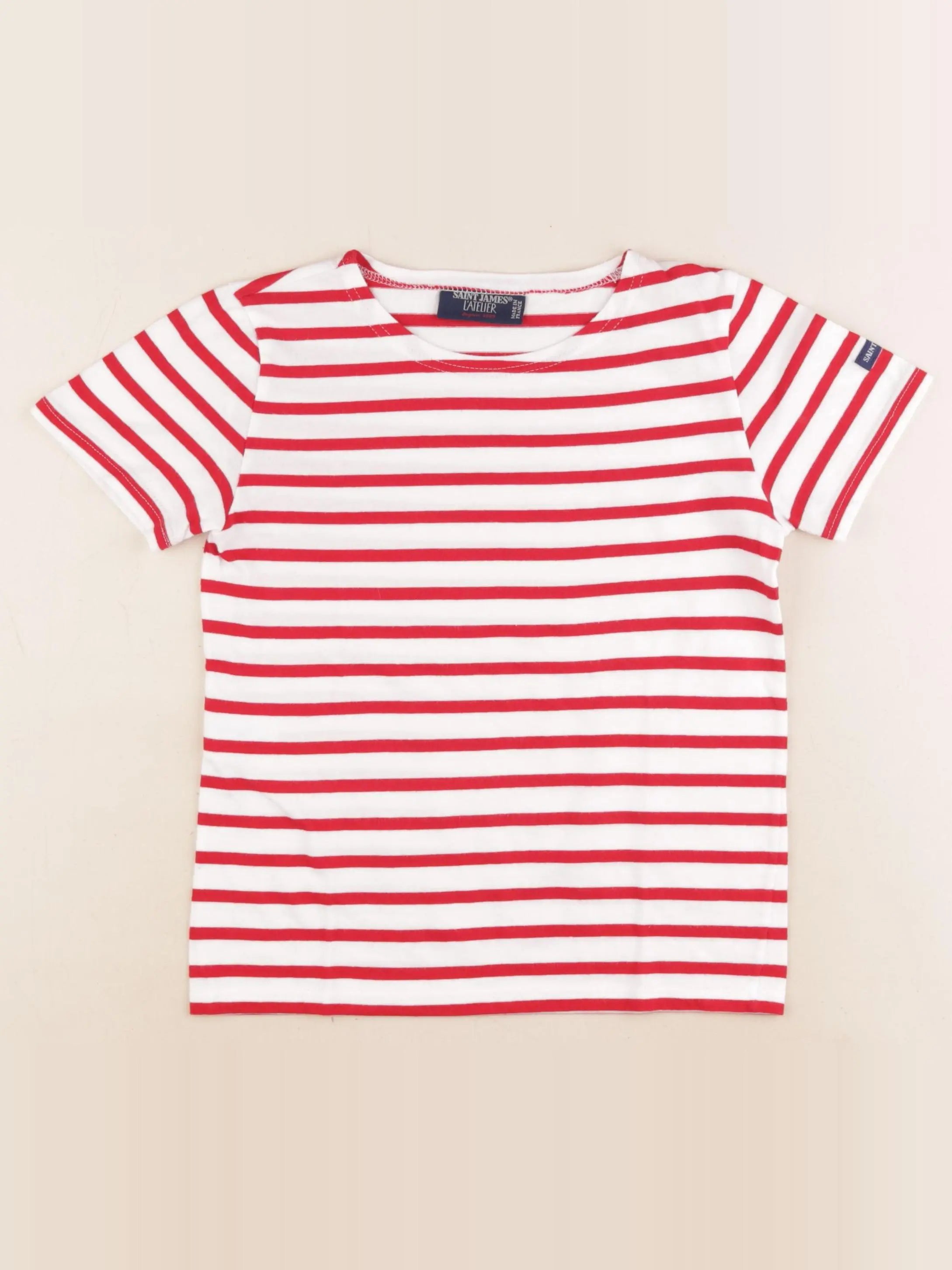 Saint James - tee-shirt blanc, rouge - 8 ans