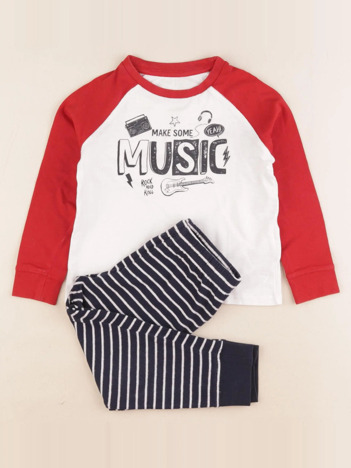 Vertbaudet - pyjama coton bleu, rouge - 3 ans