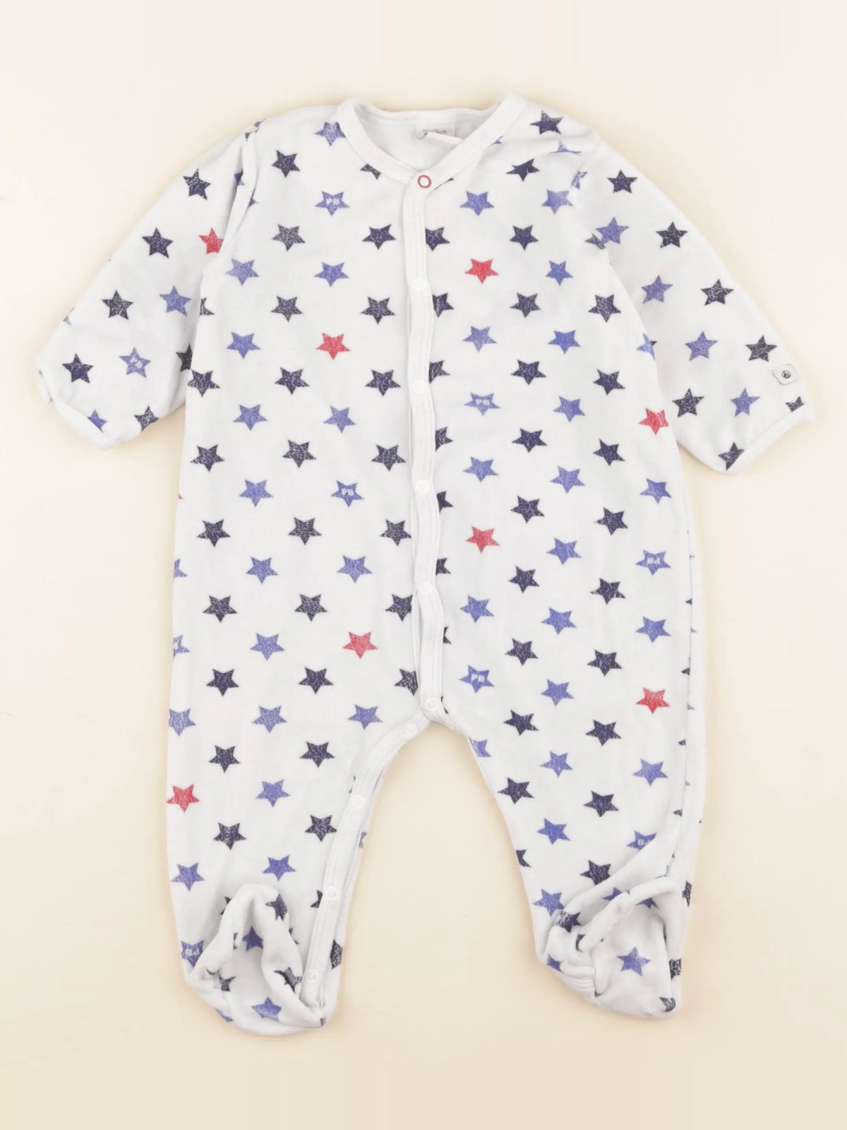 Petit Bateau - pyjama velours blanc - 12 mois