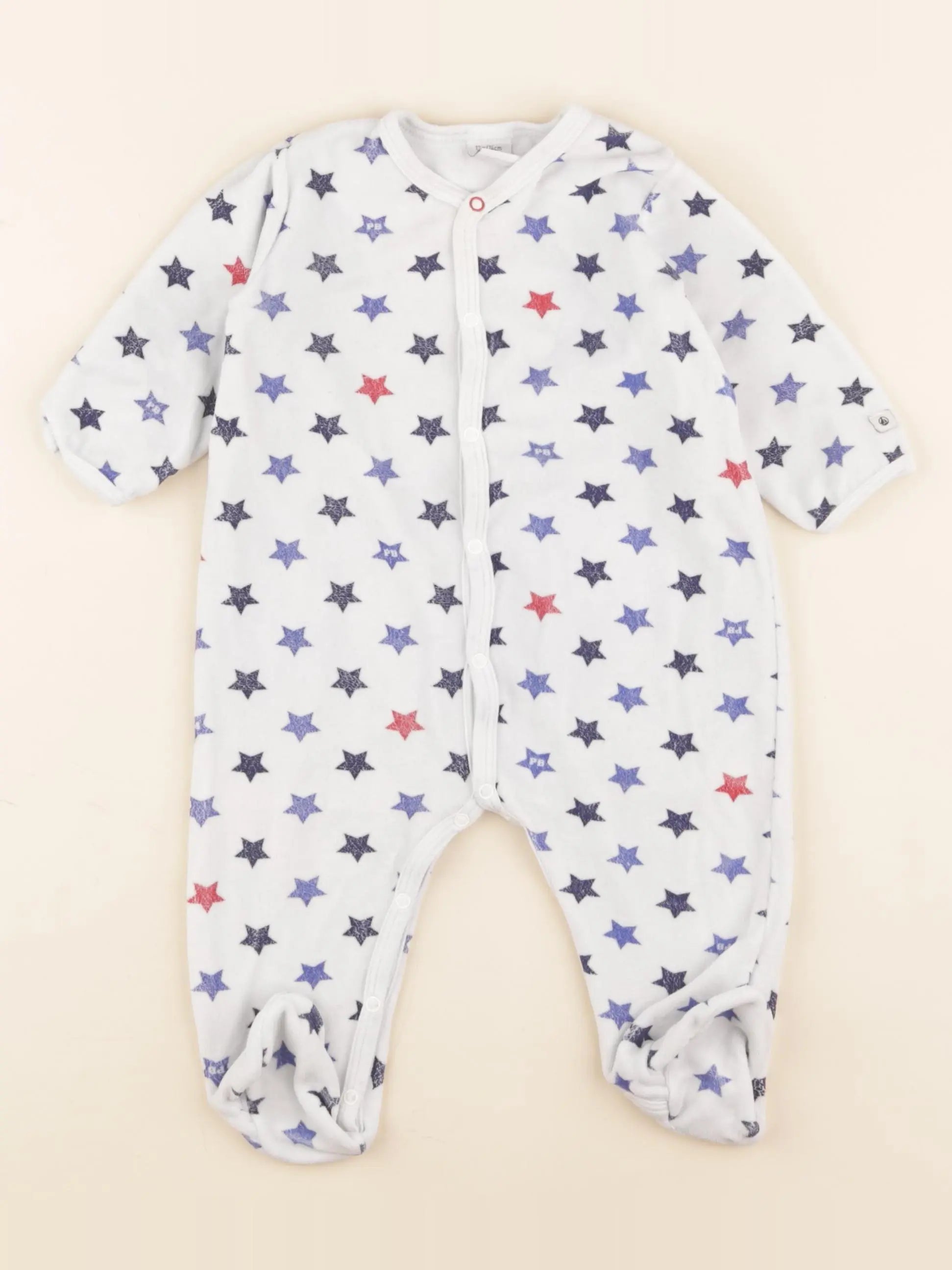 Petit Bateau - pyjama velours blanc - 12 mois
