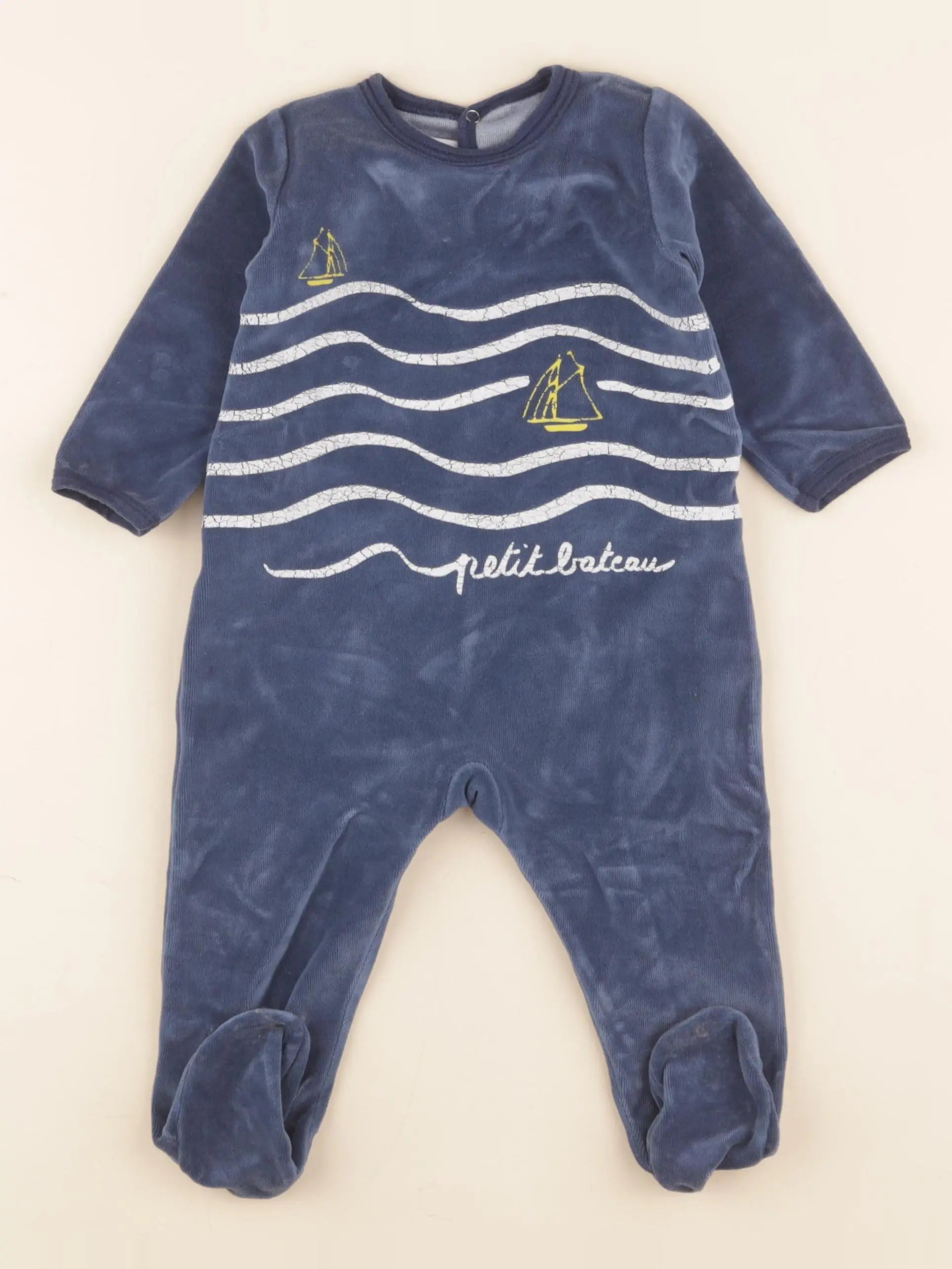 Petit Bateau - pyjama velours bleu - 12 mois