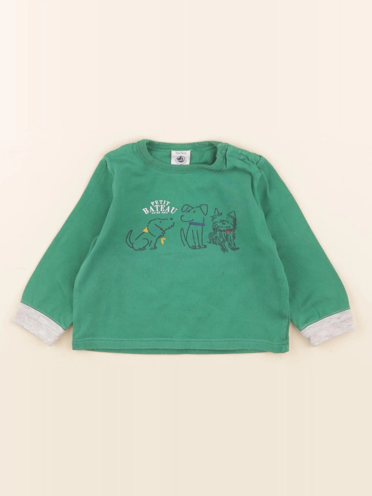 Petit Bateau - tee-shirt vert - 12 mois
