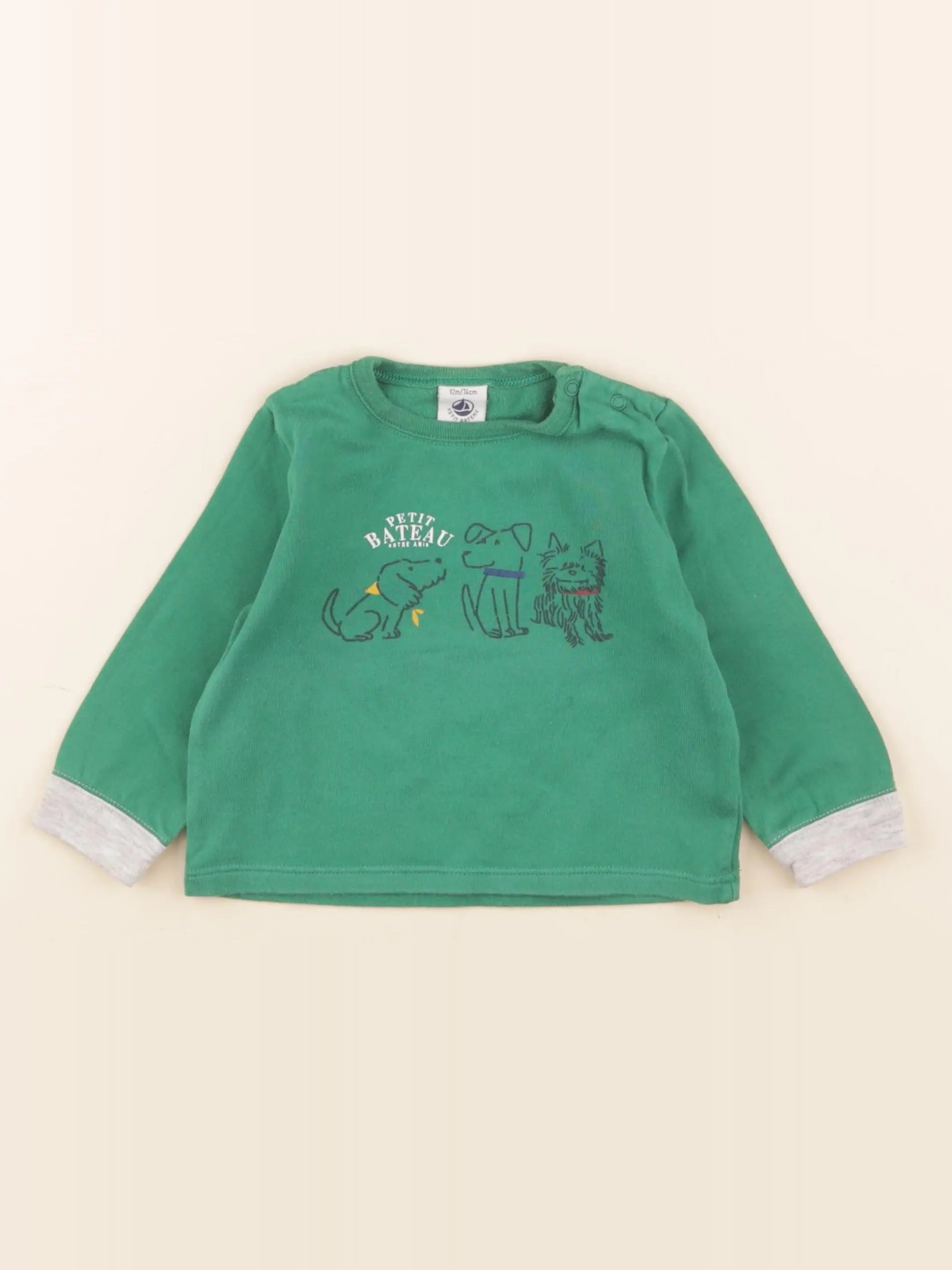 Petit Bateau - tee-shirt vert - 12 mois