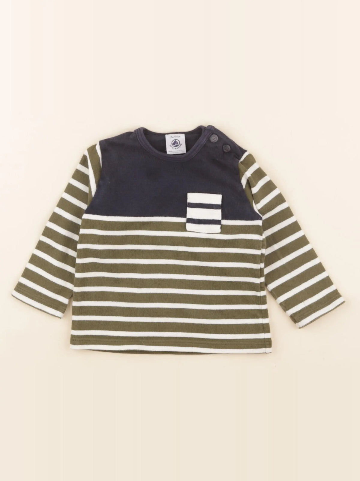 Petit Bateau - tee-shirt bleu, vert - 12 mois