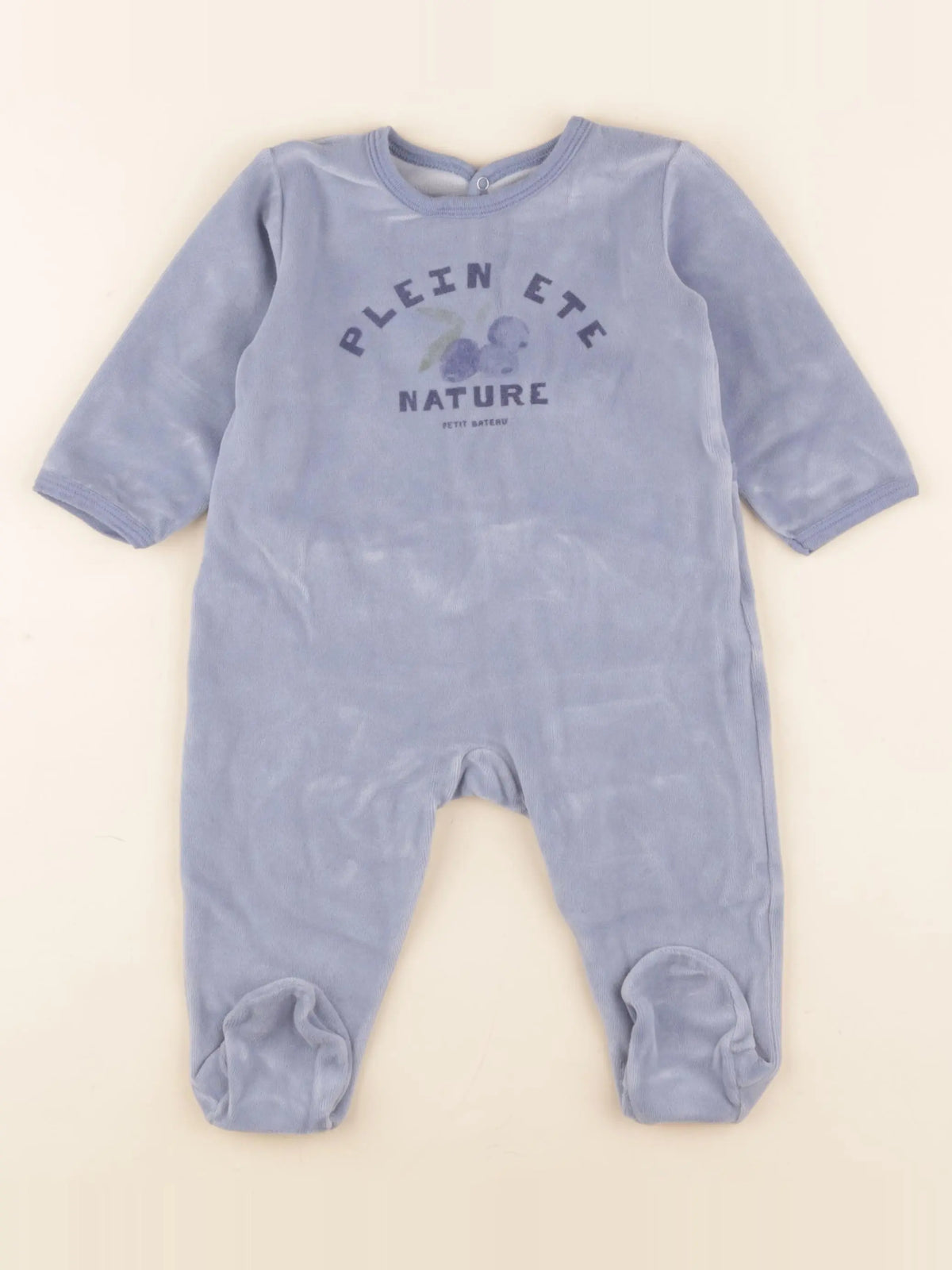 Petit Bateau - pyjama velours bleu - 12 mois
