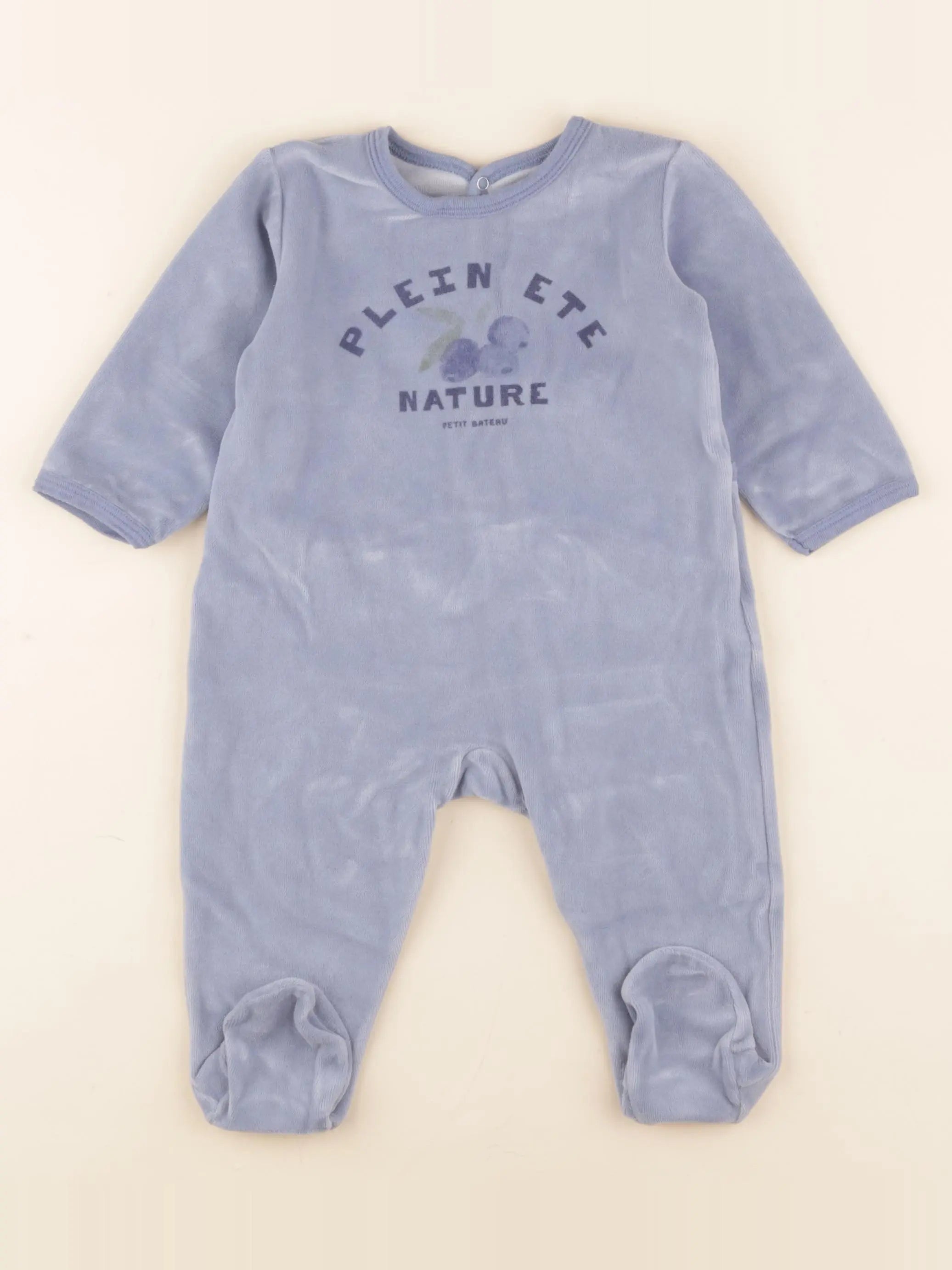 Petit Bateau - pyjama velours bleu - 12 mois