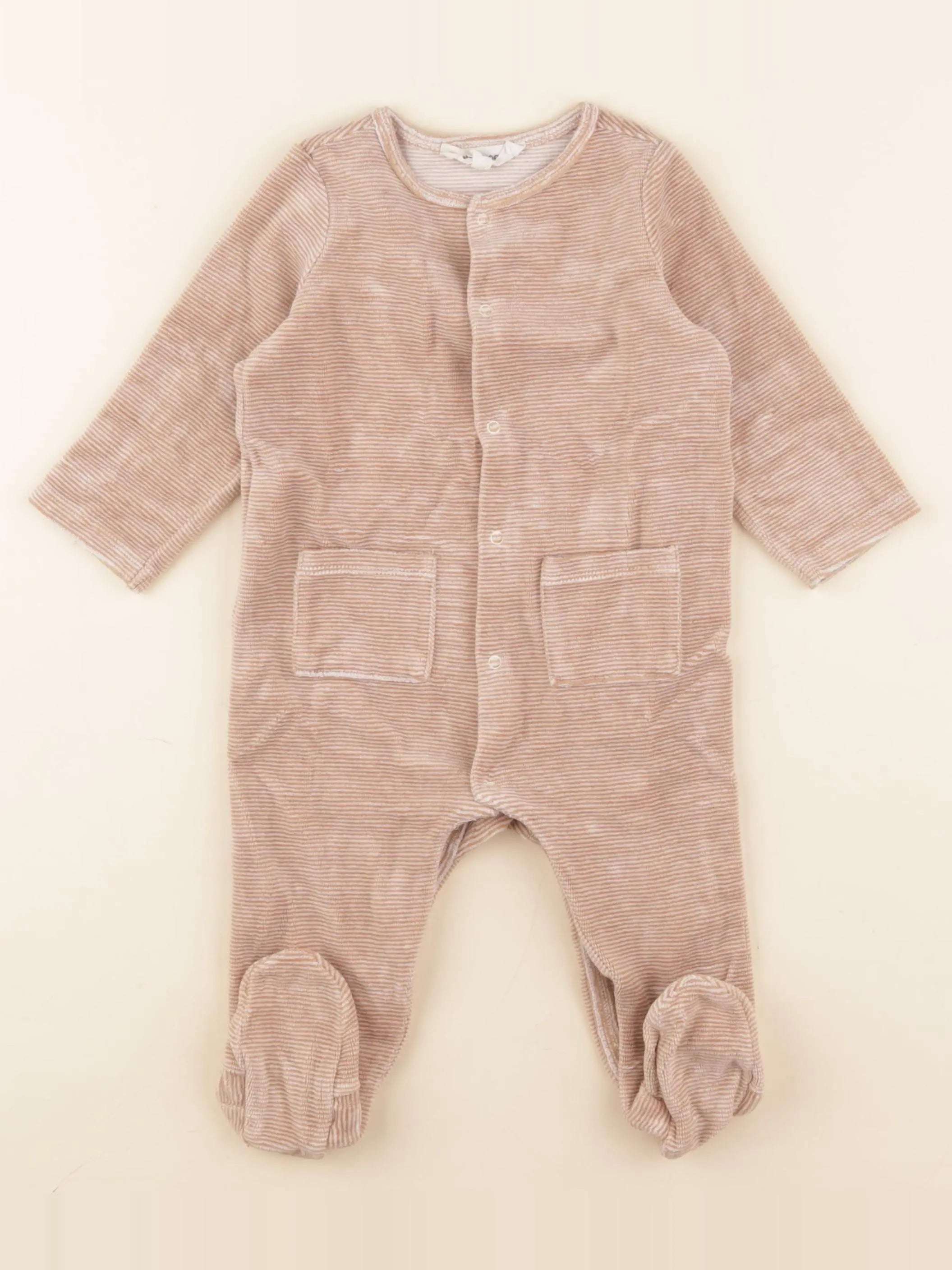 Little Cigogne - pyjama velours marron - 12 mois