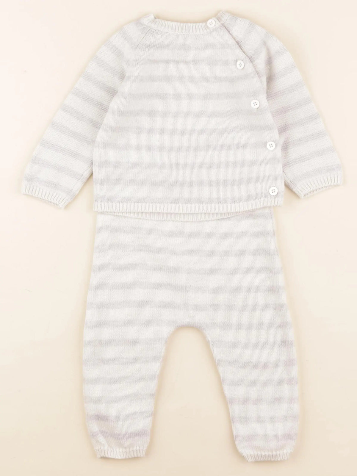 Petit Bateau - ensemble blanc, gris - 12 mois