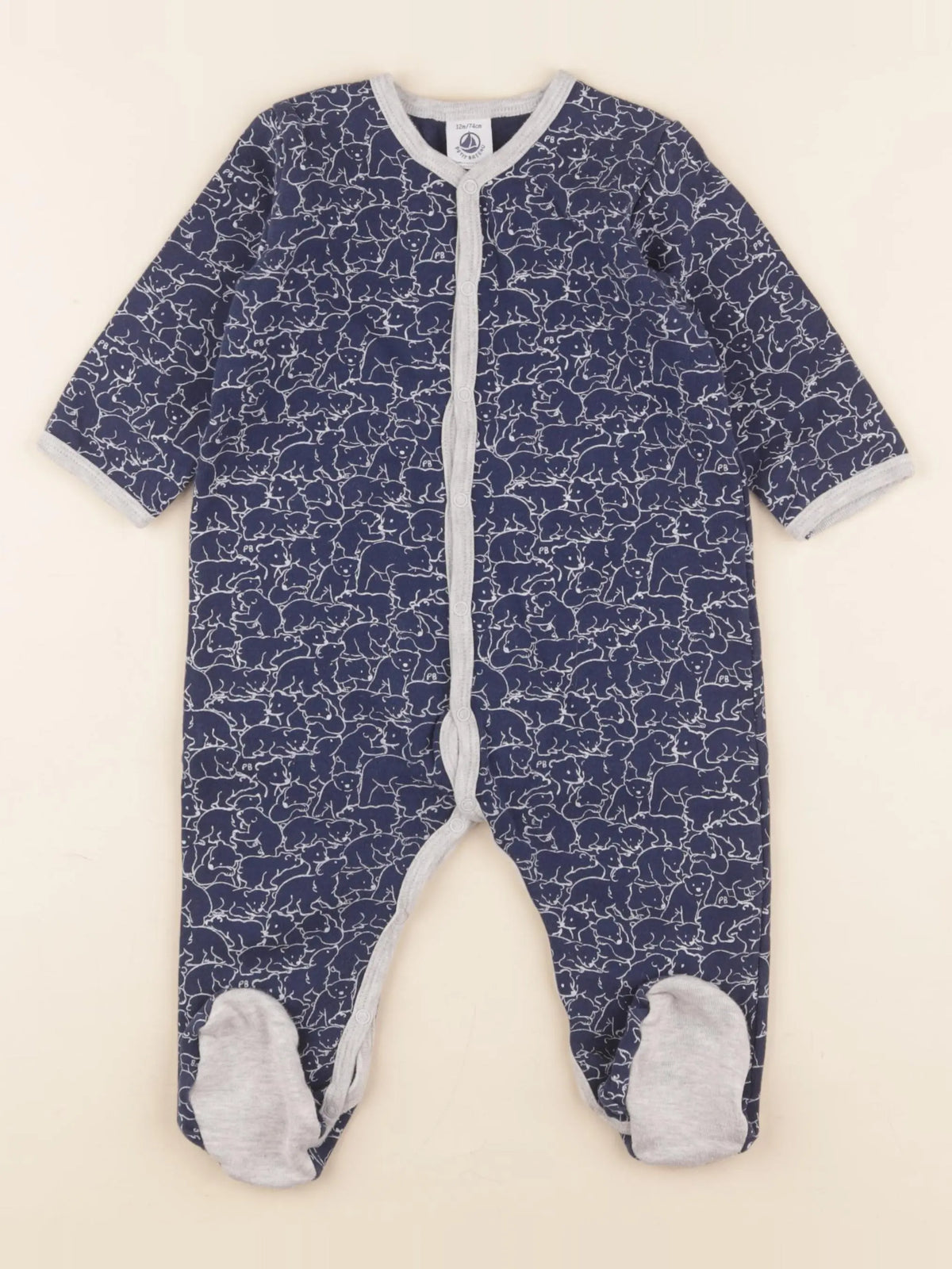 Petit Bateau - pyjama coton bleu - 12 mois