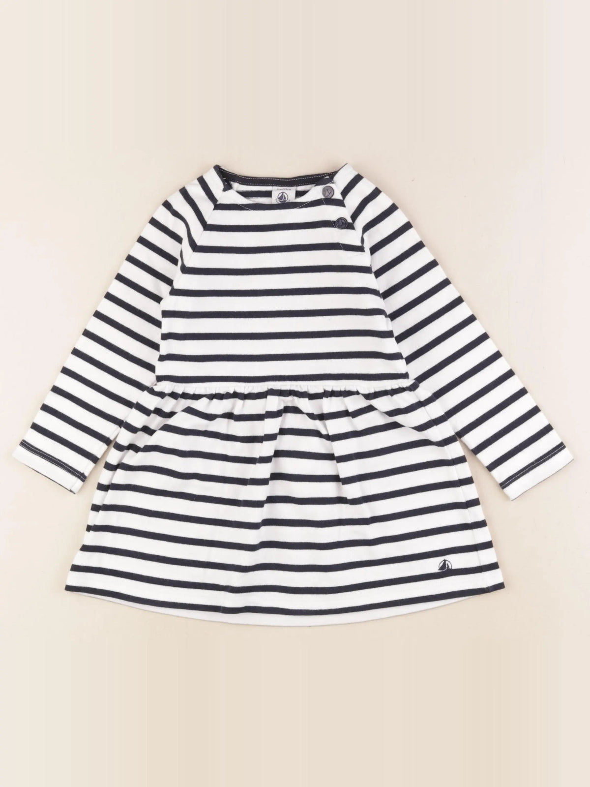 Petit Bateau - robe bleu, blanc - 3 ans