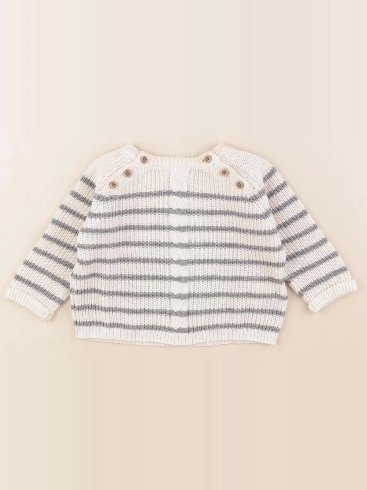 Cyrillus - pull blanc, gris - 6 mois