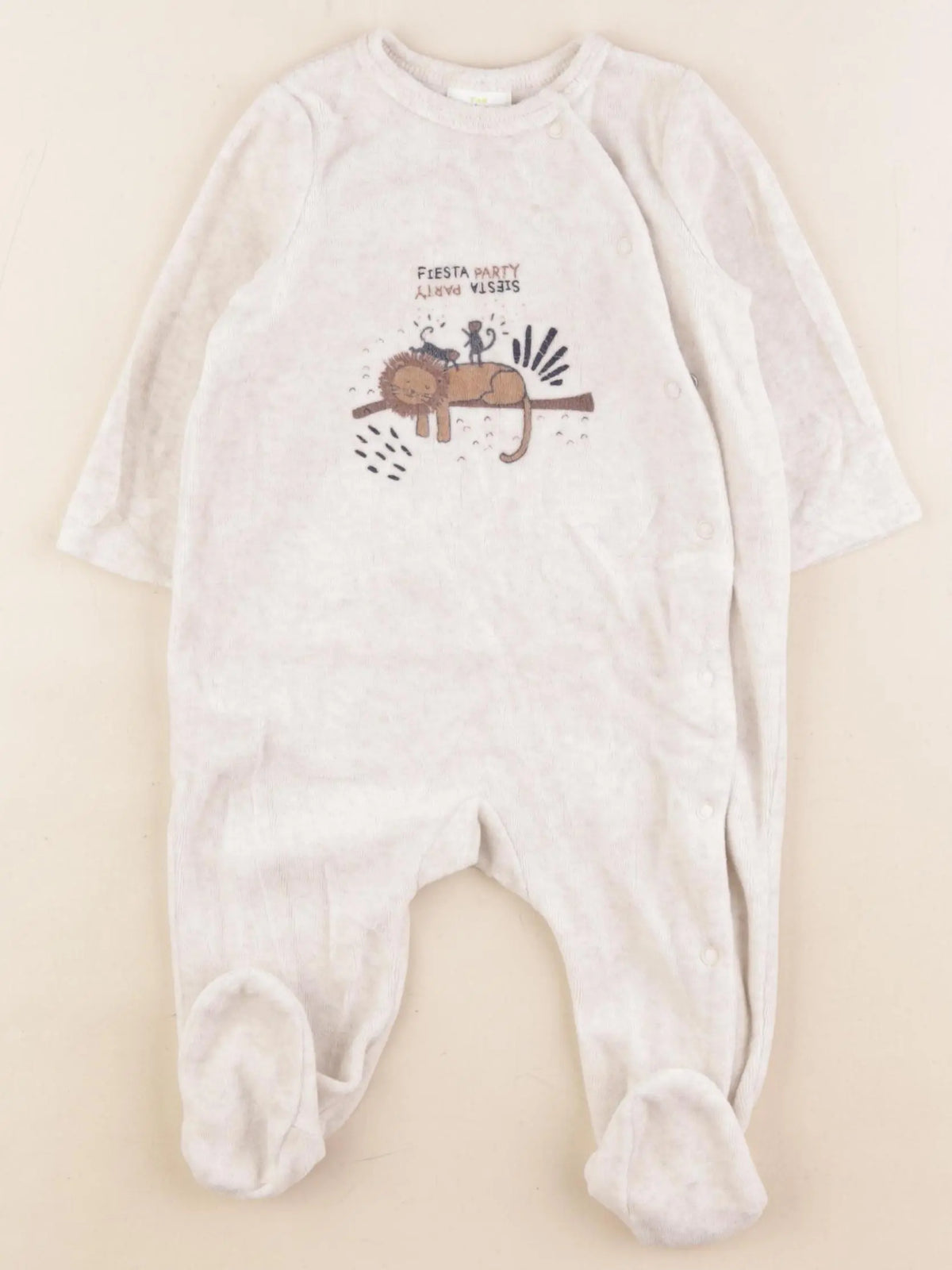 Tape à l'oeil - pyjama velours beige - 6 mois