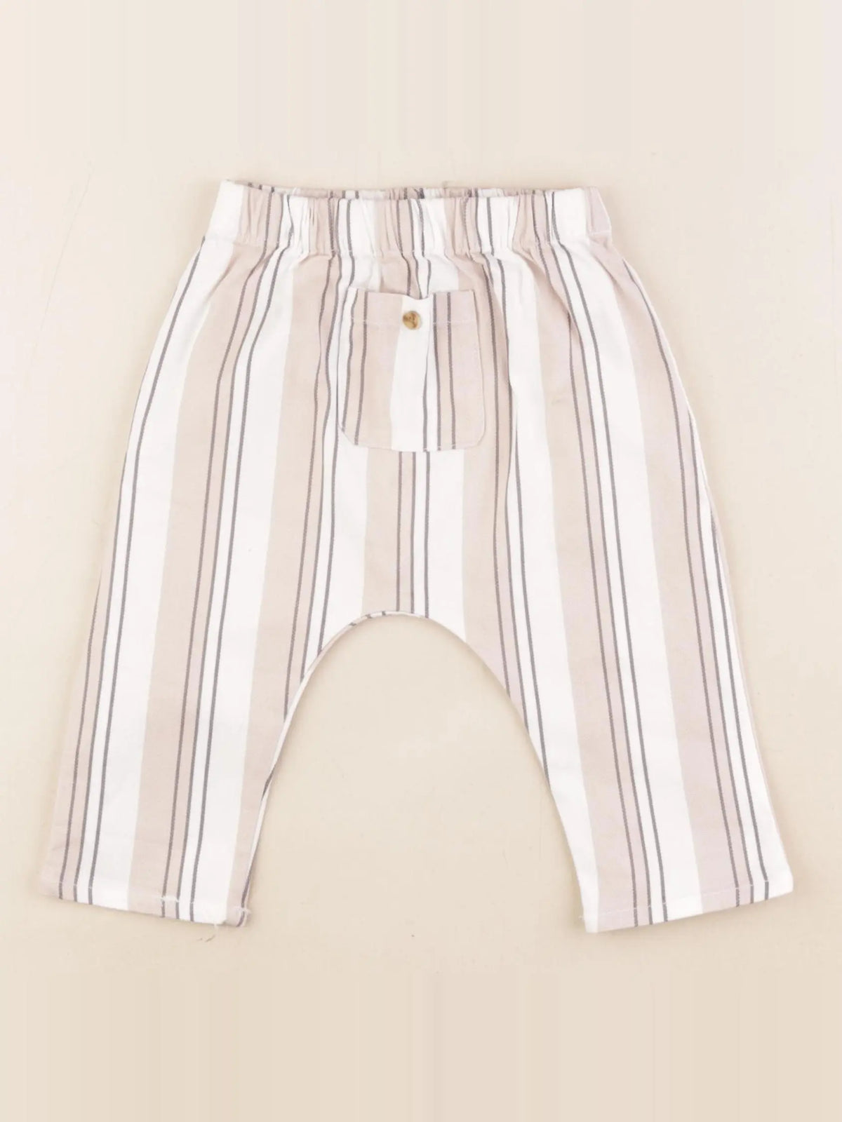 Vertbaudet - sarouel beige, blanc - 9 mois