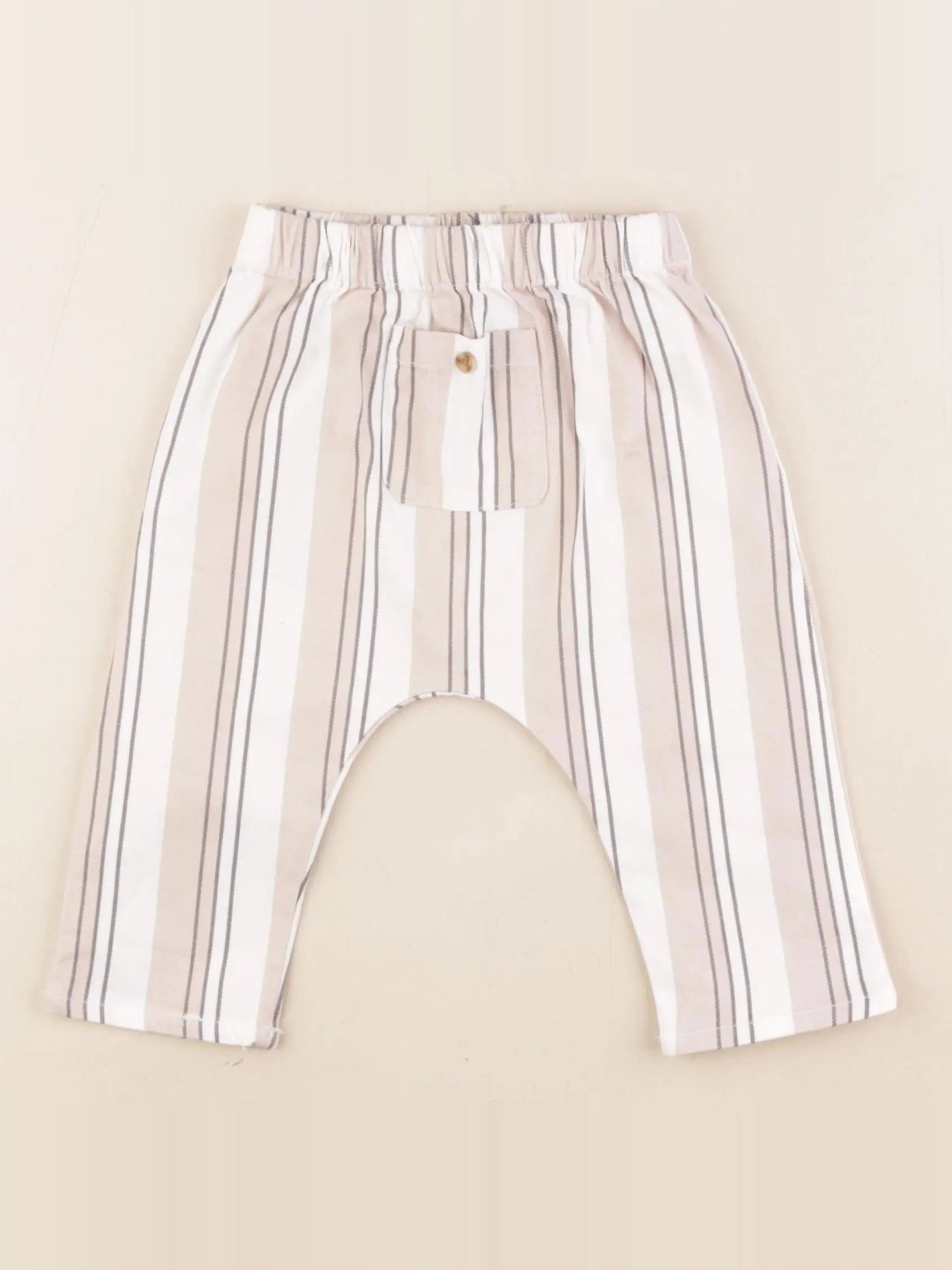 Vertbaudet - sarouel beige, blanc - 9 mois