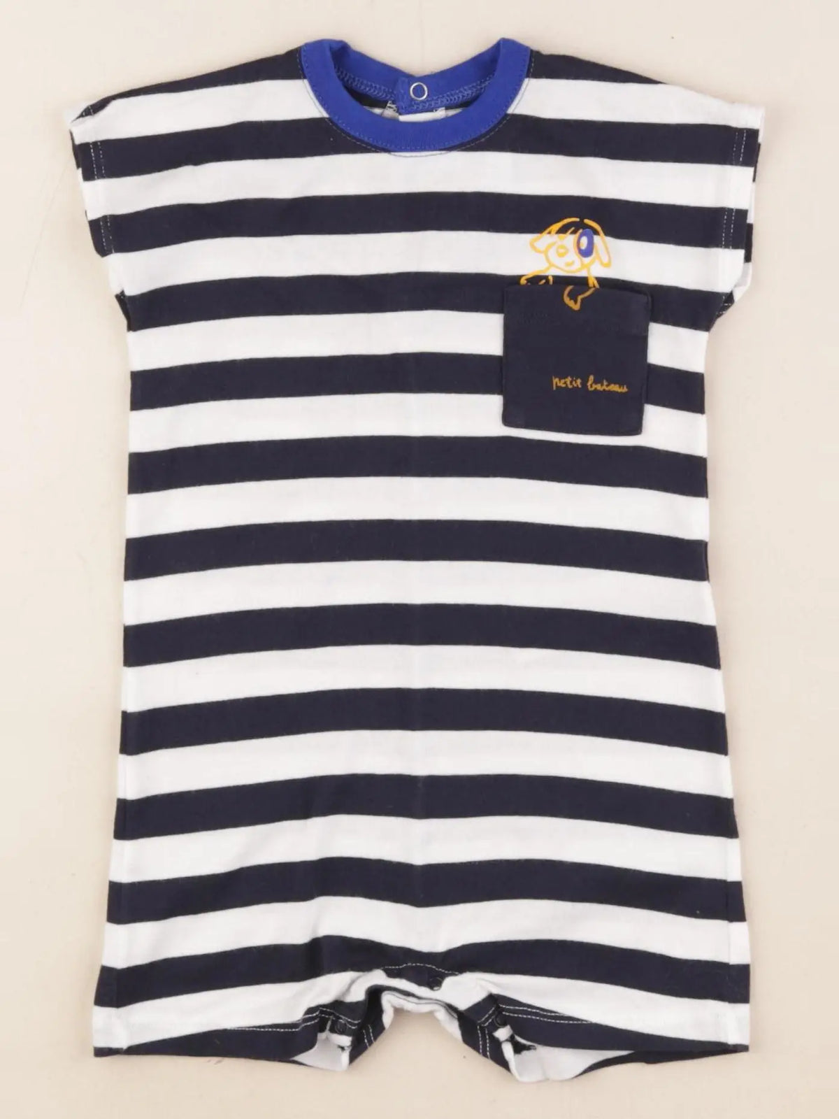 Petit Bateau - pyjama coton blanc, bleu - 12 mois