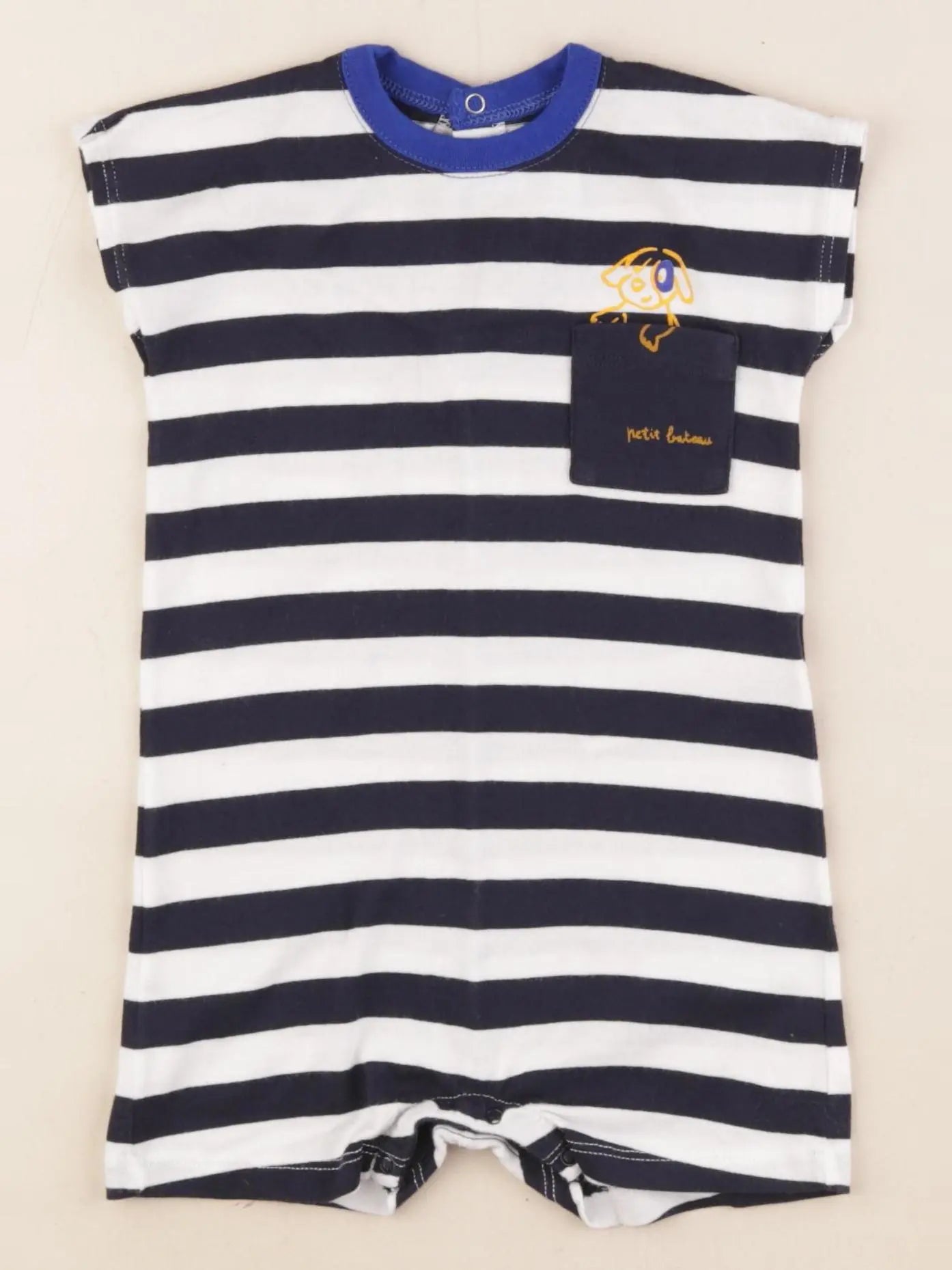 Petit Bateau - pyjama coton blanc, bleu - 12 mois
