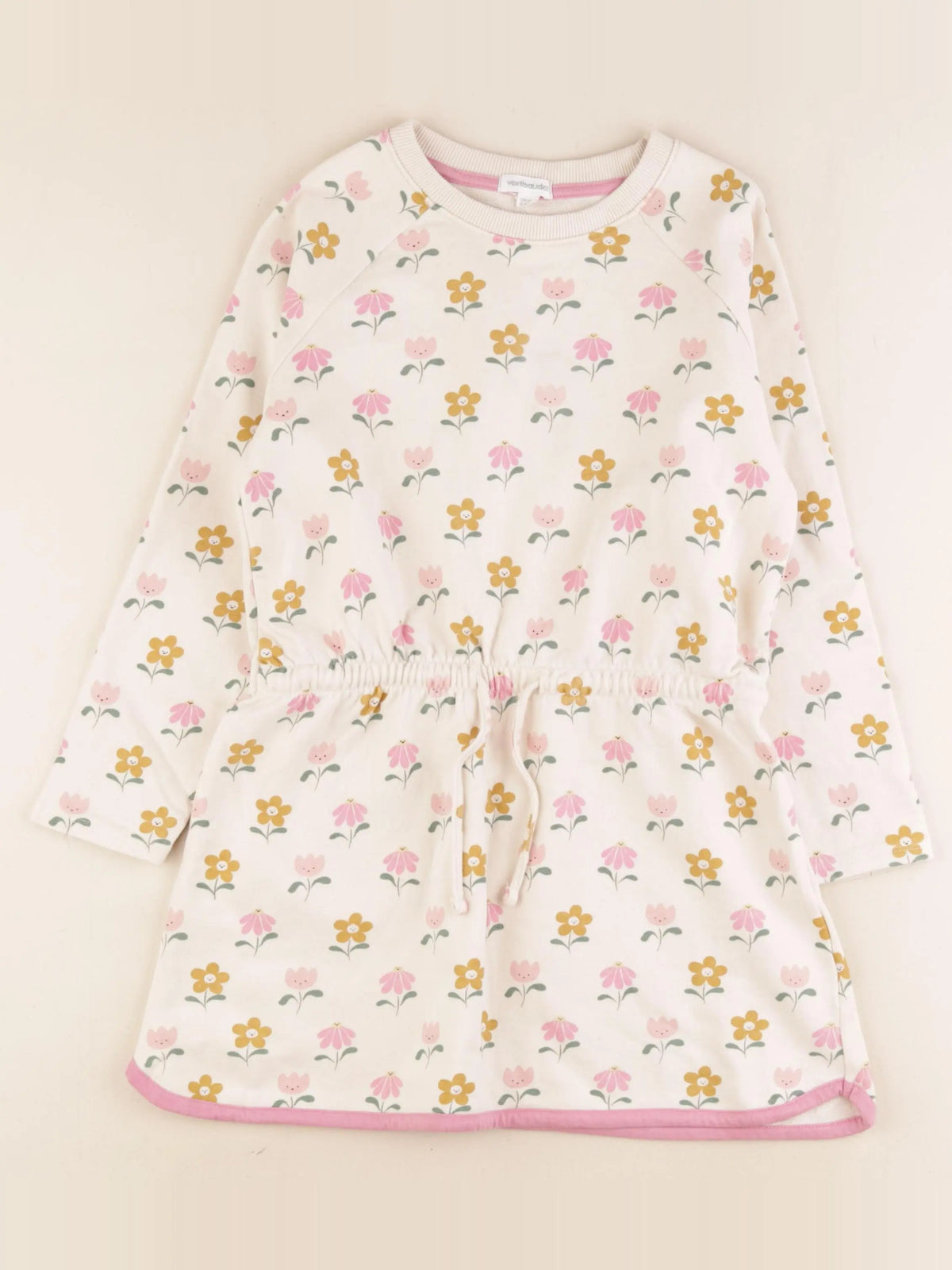 Vertbaudet - robe beige, rose - 8 ans