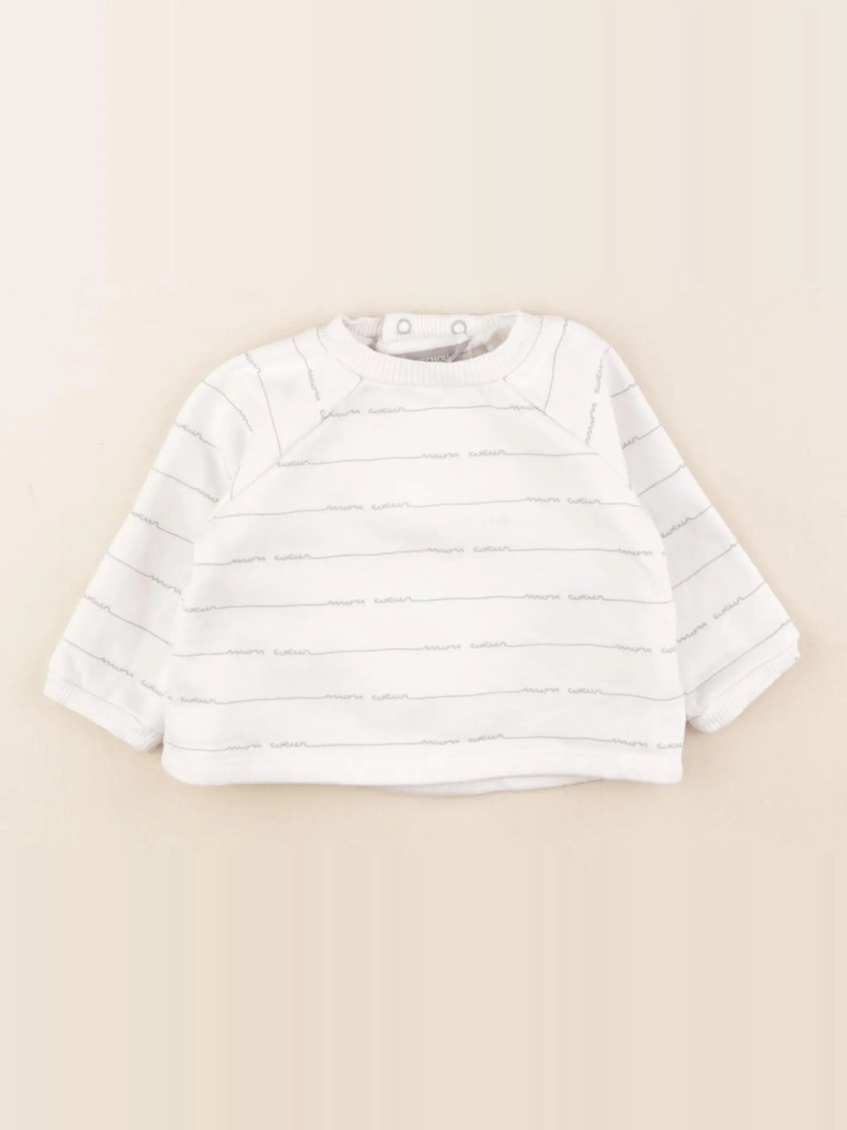 Boutchou - sweat blanc, vert - 6 mois