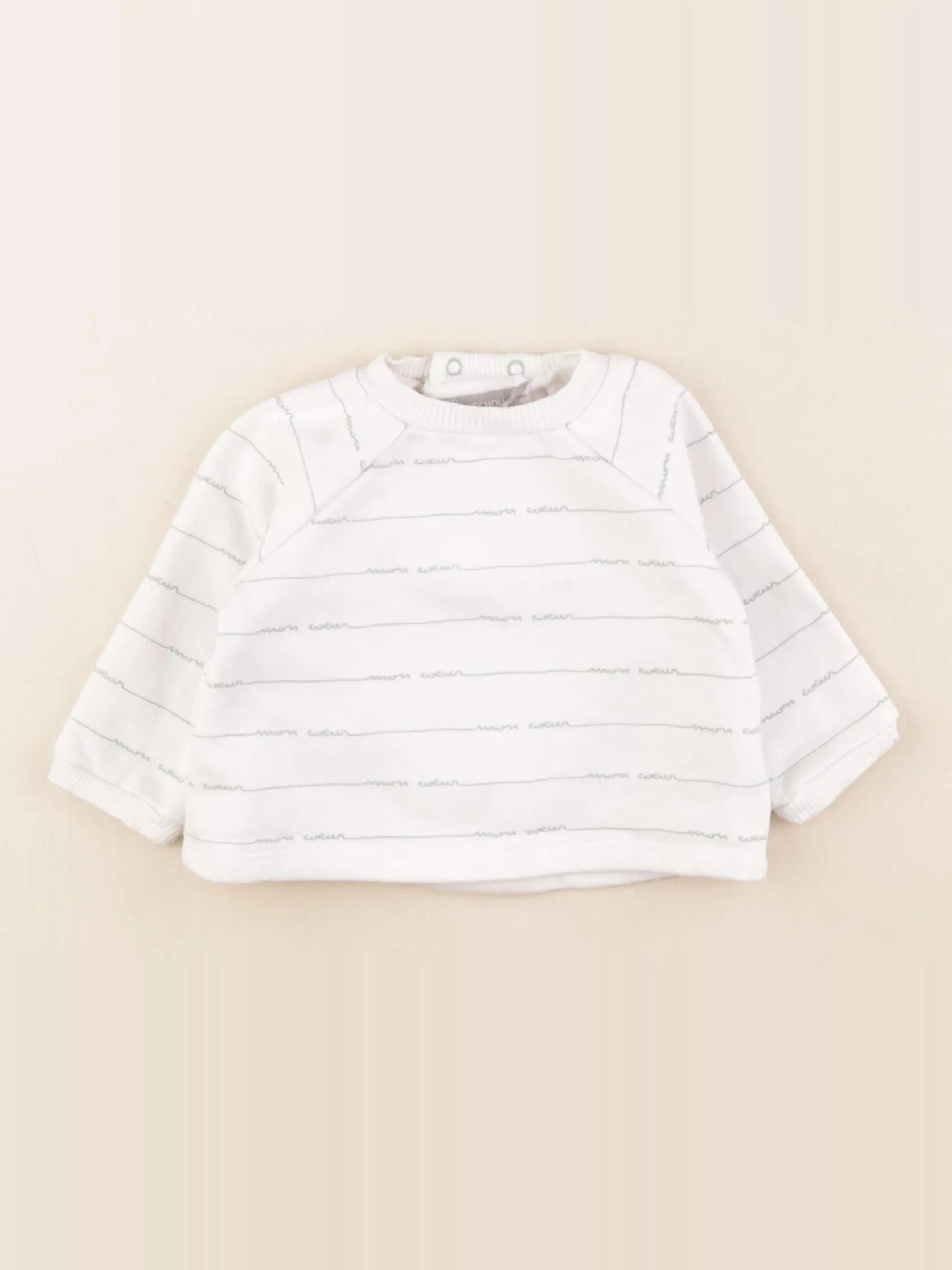 Boutchou - sweat blanc, vert - 6 mois
