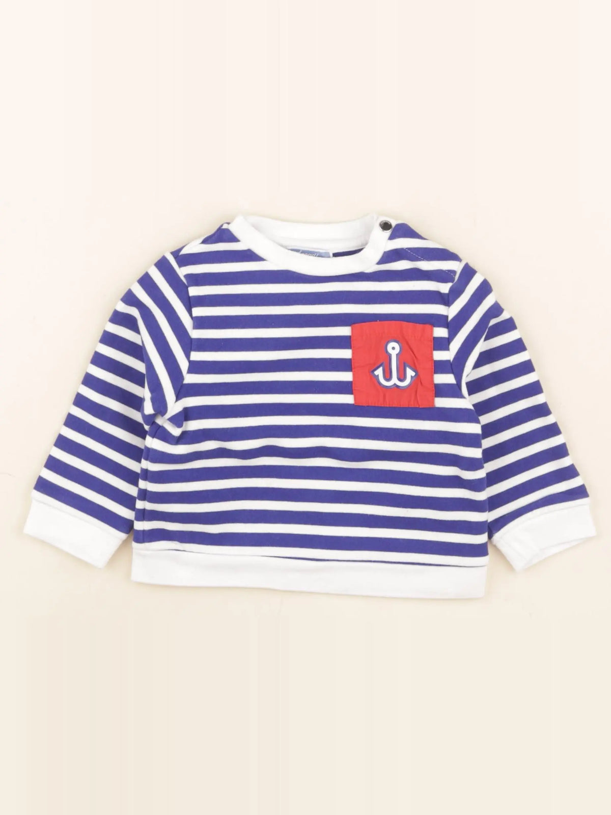Jacadi - sweat bleu, blanc - 12 mois