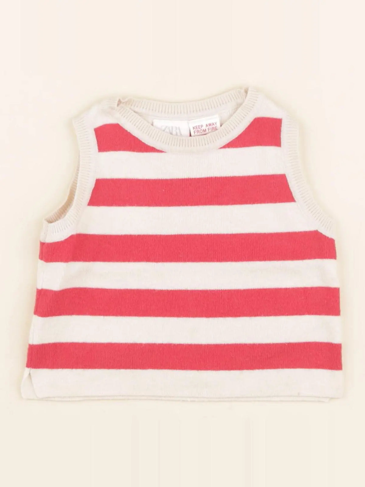 Zara - pull beige, rouge - 12/18 mois