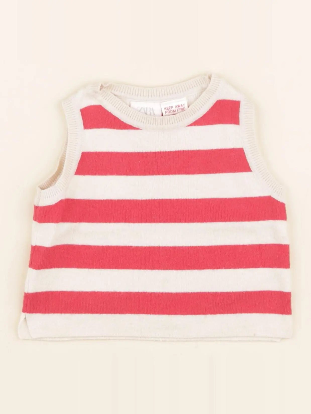 Zara - pull beige, rouge - 12/18 mois