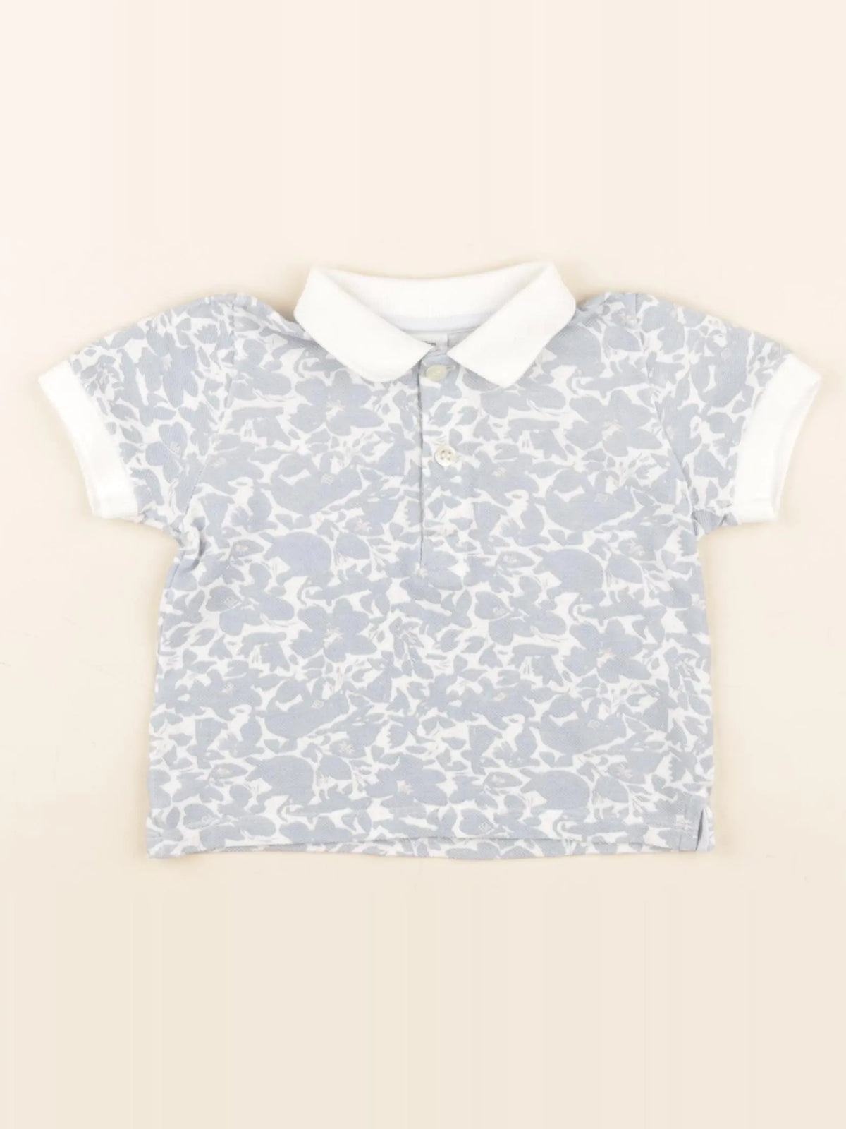 Petit Bateau - polo bleu, blanc - 6 mois