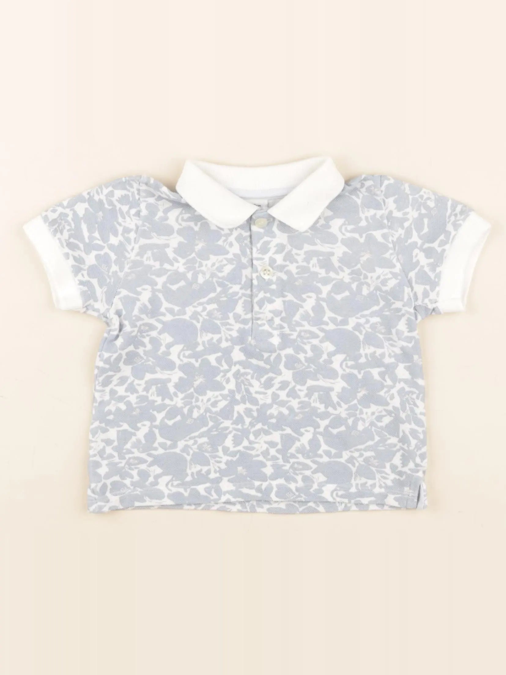 Petit Bateau - polo bleu, blanc - 6 mois