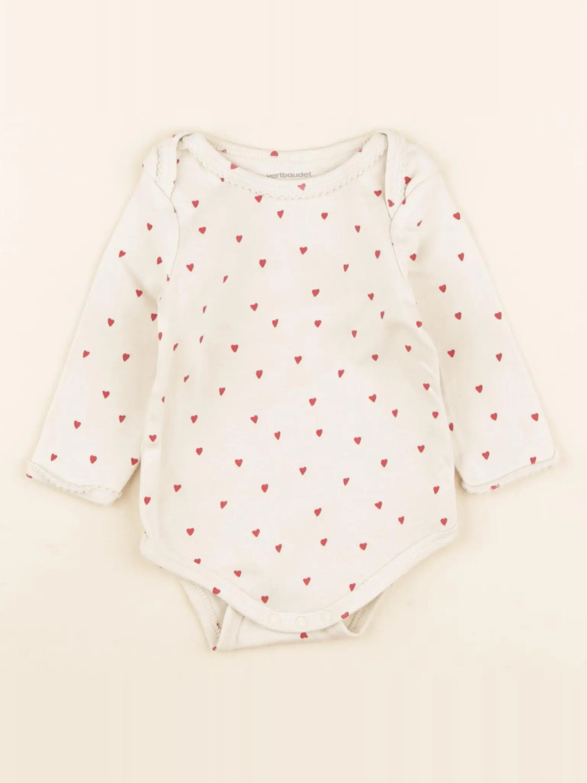 Vertbaudet - body rouge, beige - 6 mois