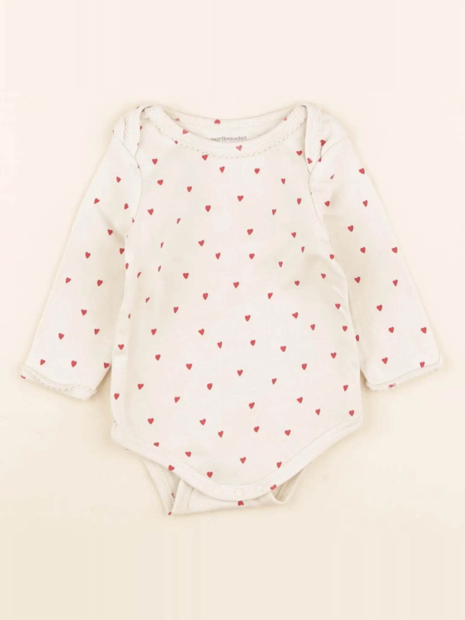 Vertbaudet - body rouge, beige - 6 mois