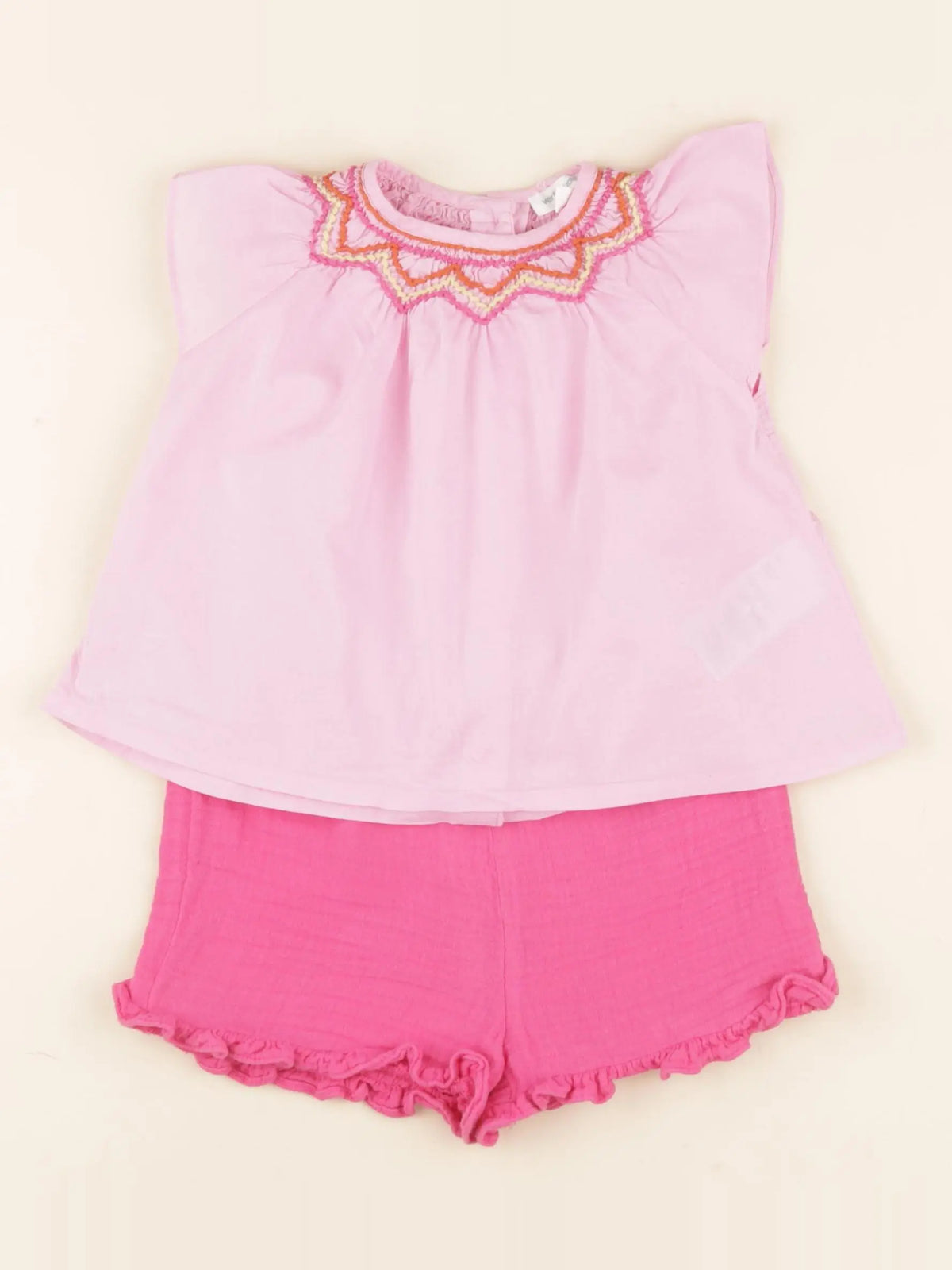 Vertbaudet - ensemble rose - 12 mois