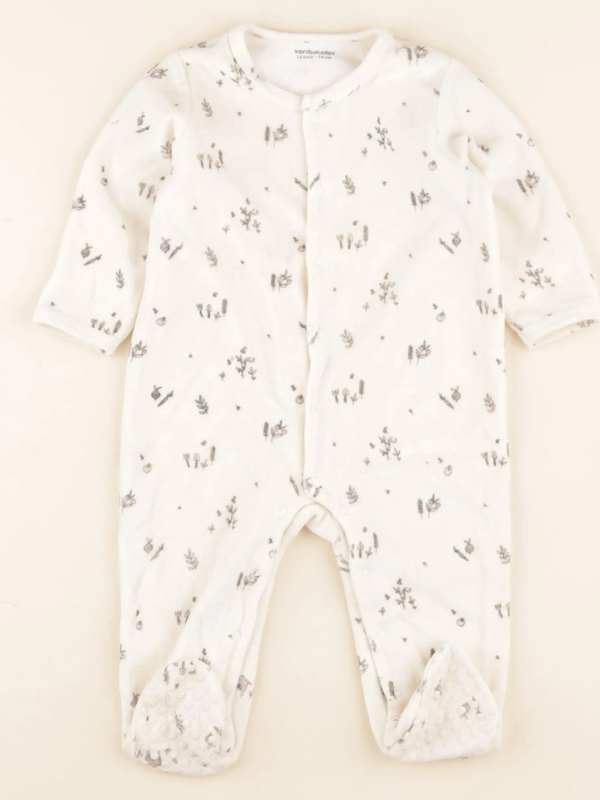 Vertbaudet - pyjama velours beige - 12 mois