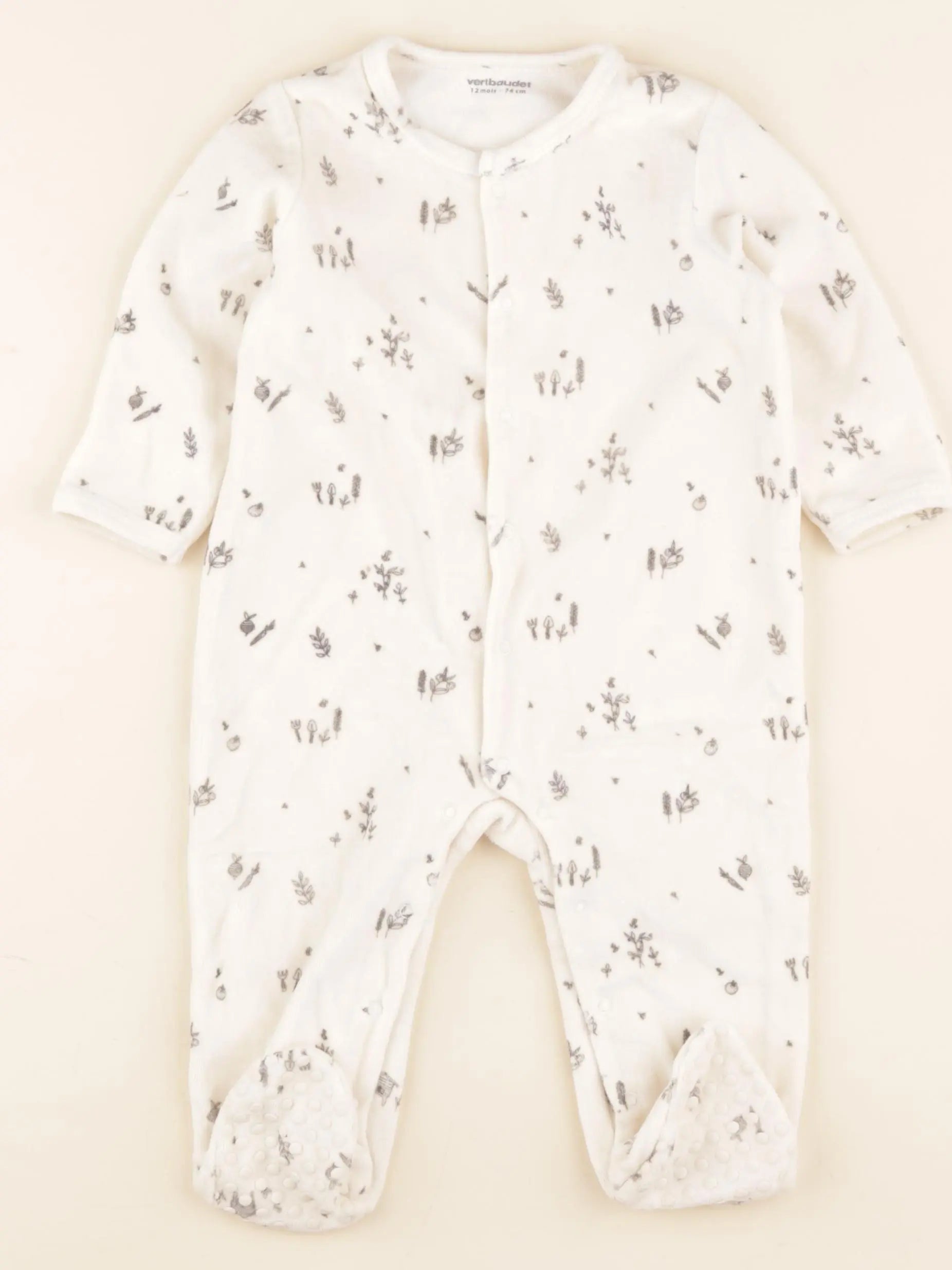 Vertbaudet - pyjama velours beige - 12 mois