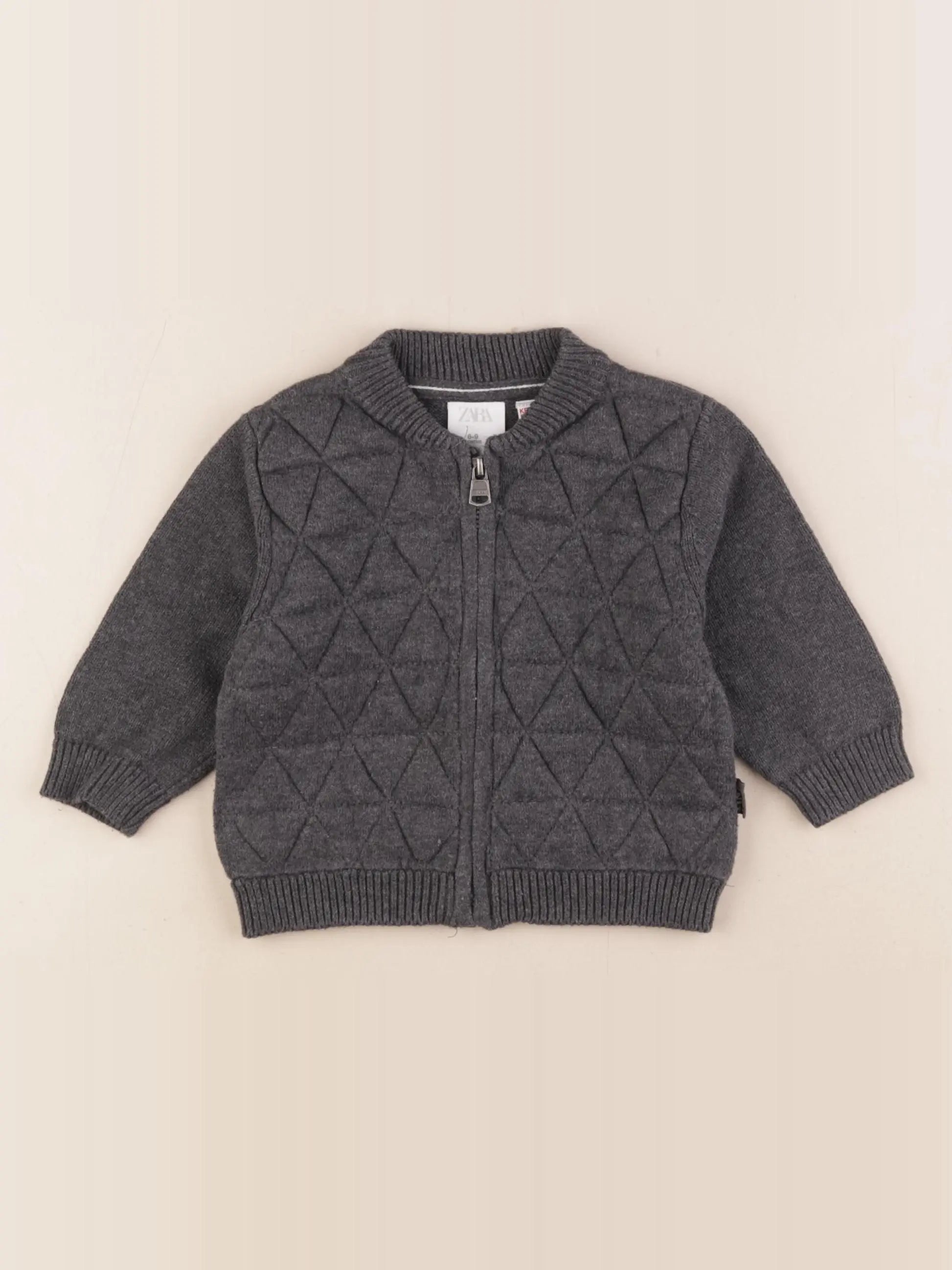 Zara - gilet gris - 6/9 mois
