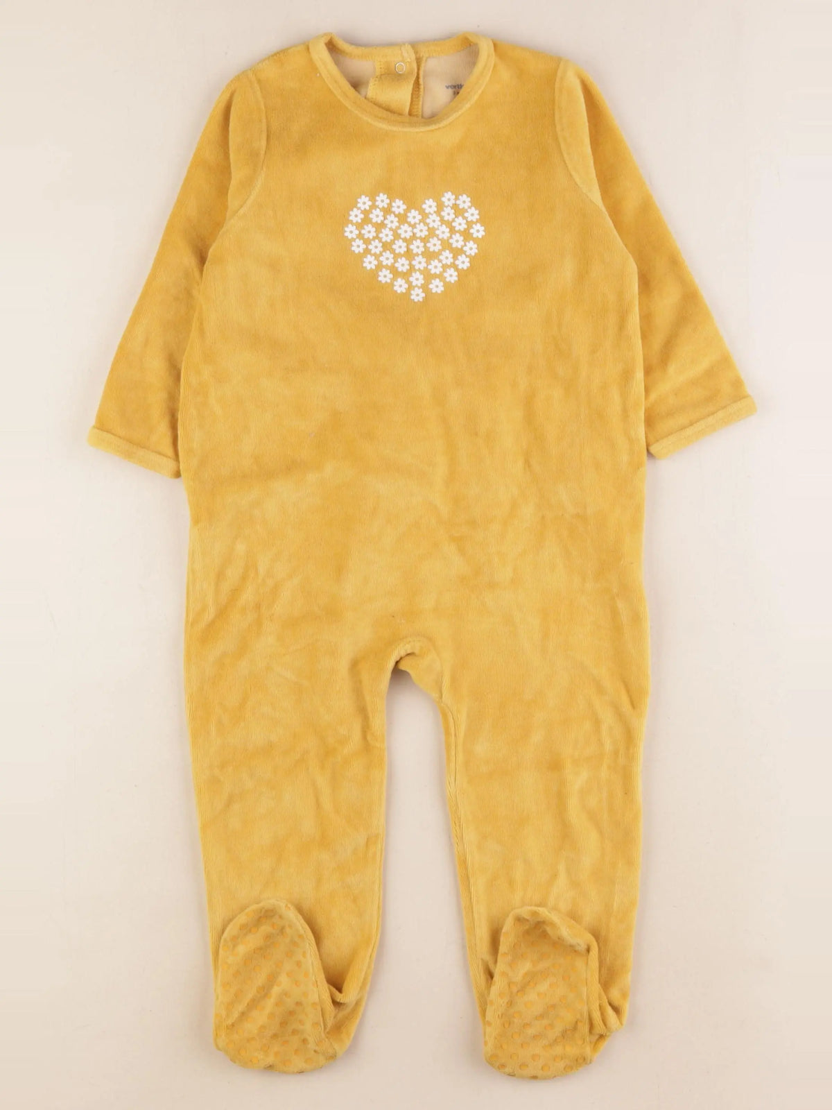 Vertbaudet - pyjama velours jaune - 2 ans