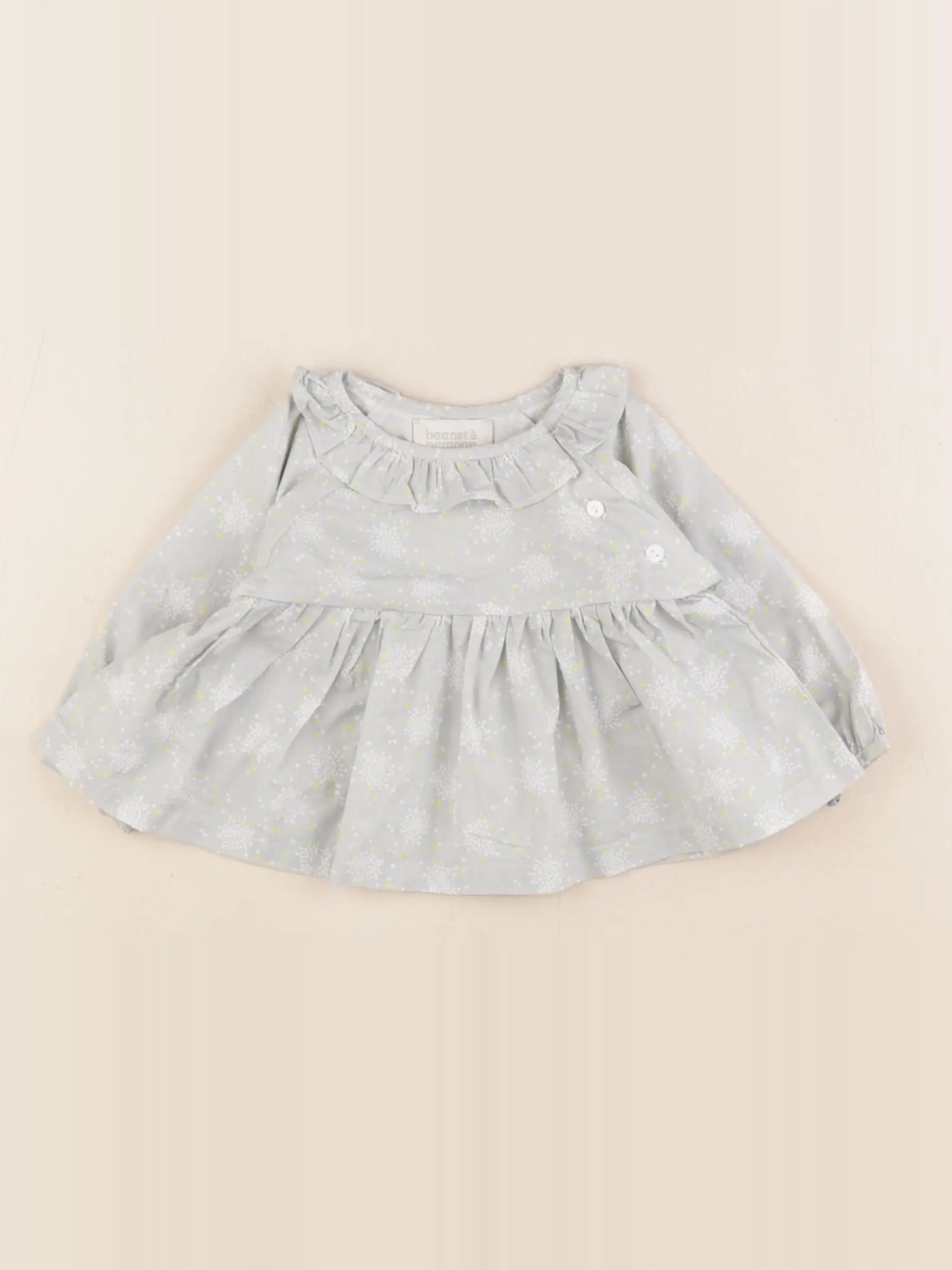 Bonnet à Pompon - blouse vert - 3 mois