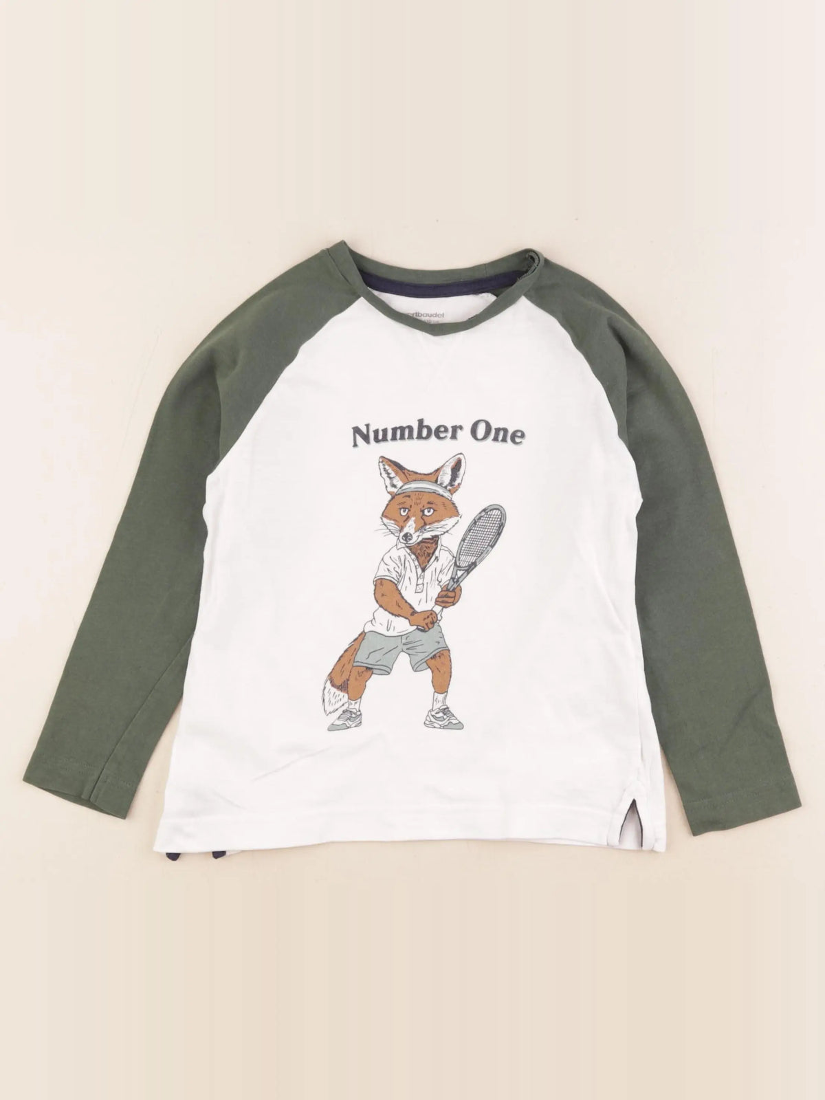 Vertbaudet - tee-shirt blanc, vert - 5 ans