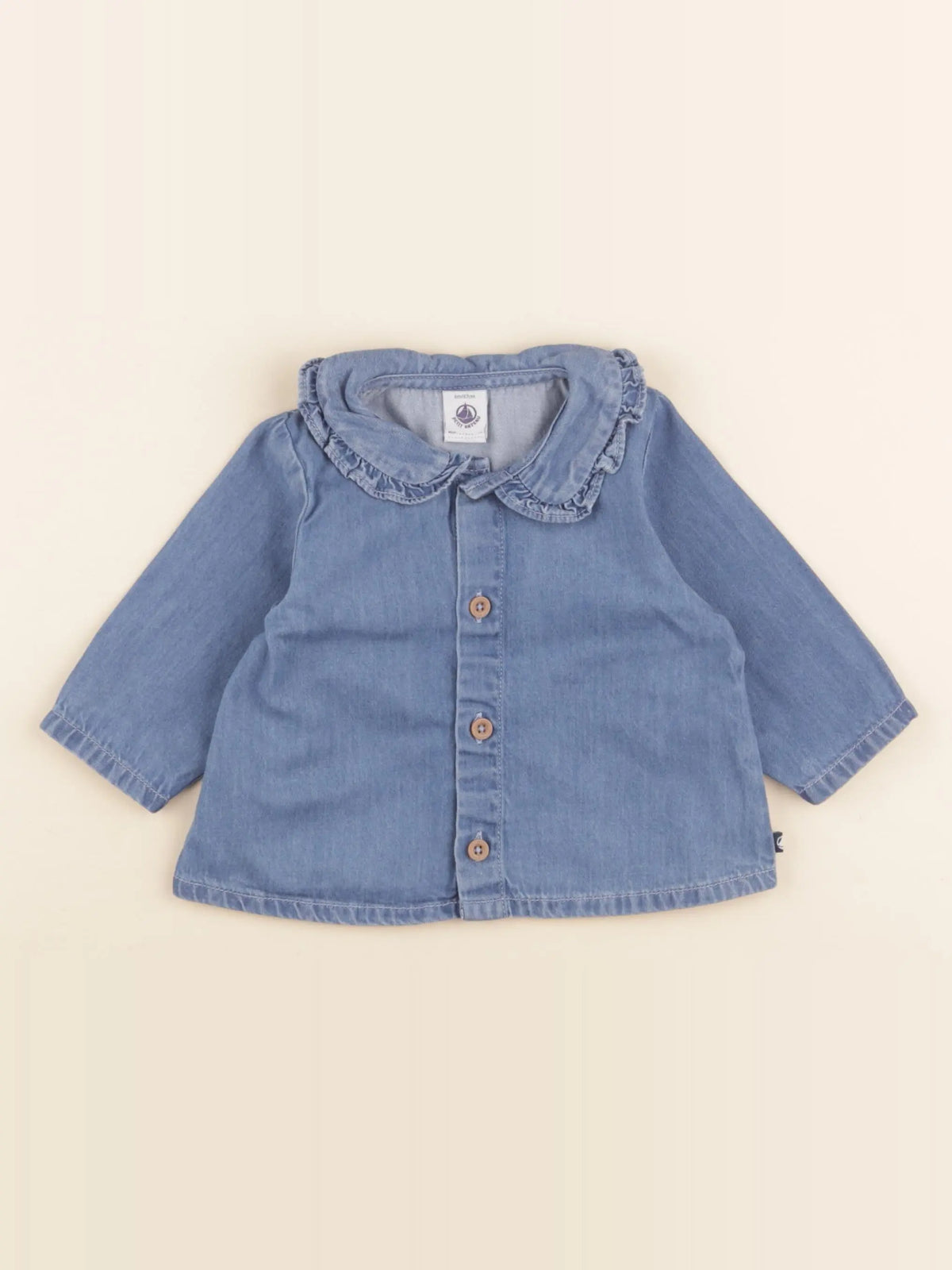 Petit Bateau - blouse bleu - 6 mois