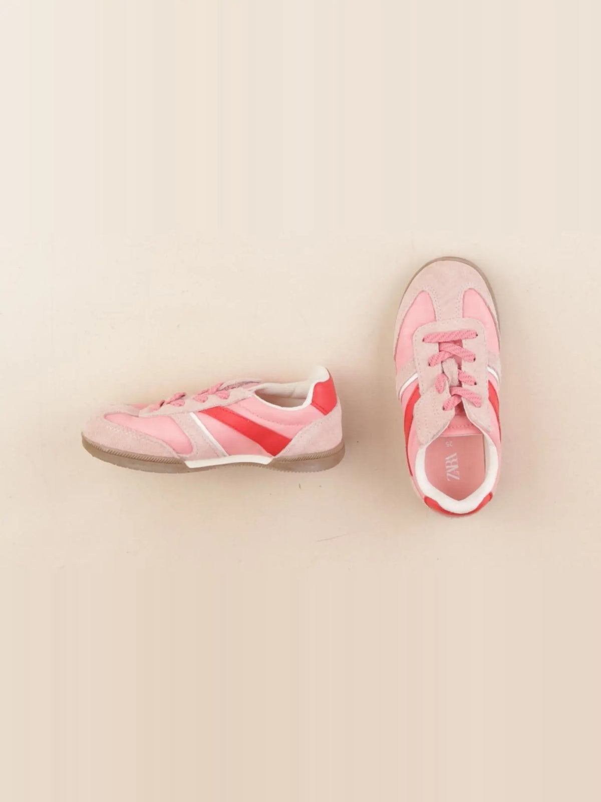 Zara - tennis à scratch/ lacets rose - pointure 25