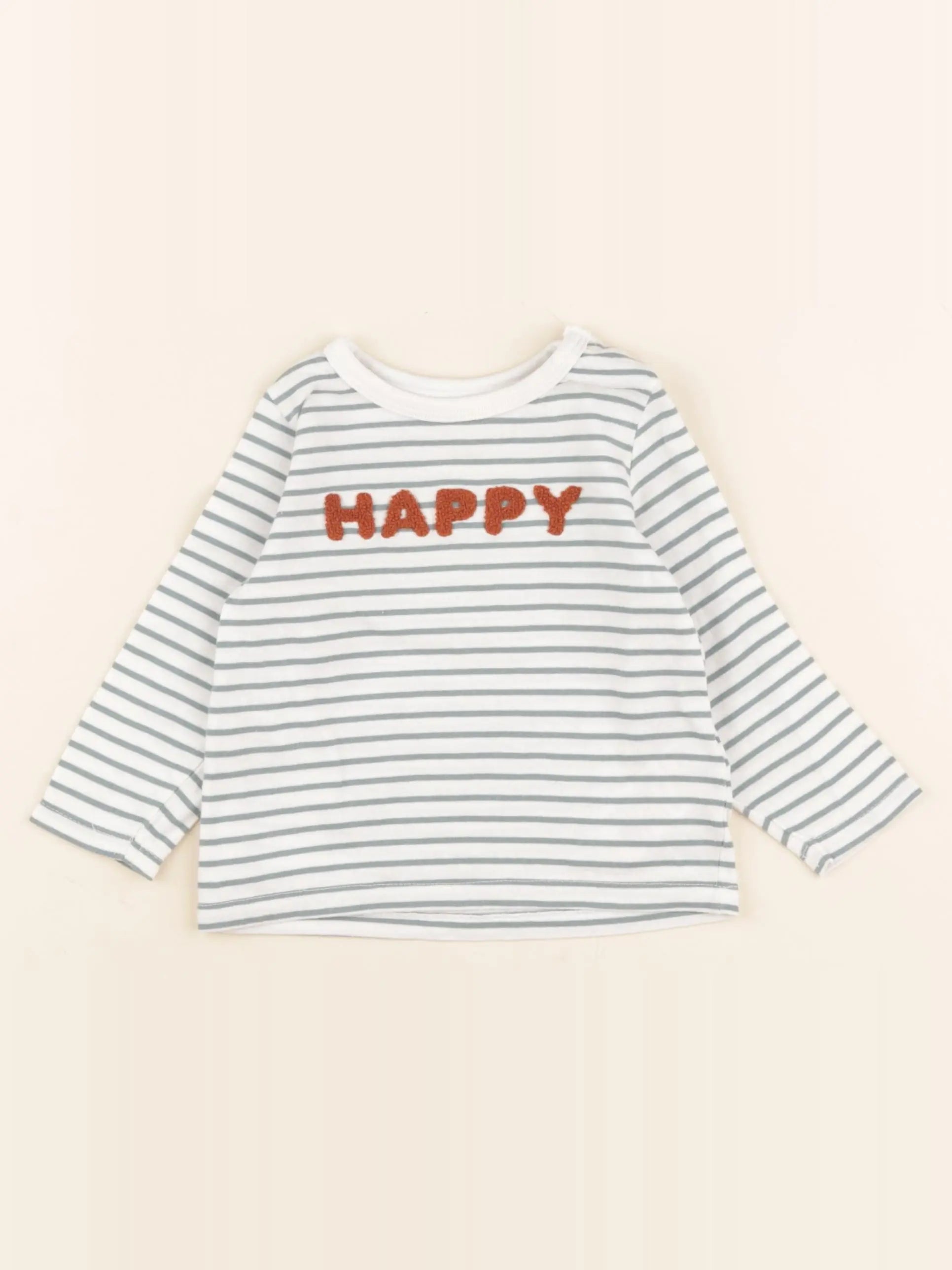Vertbaudet - tee-shirt blanc, vert - 12 mois