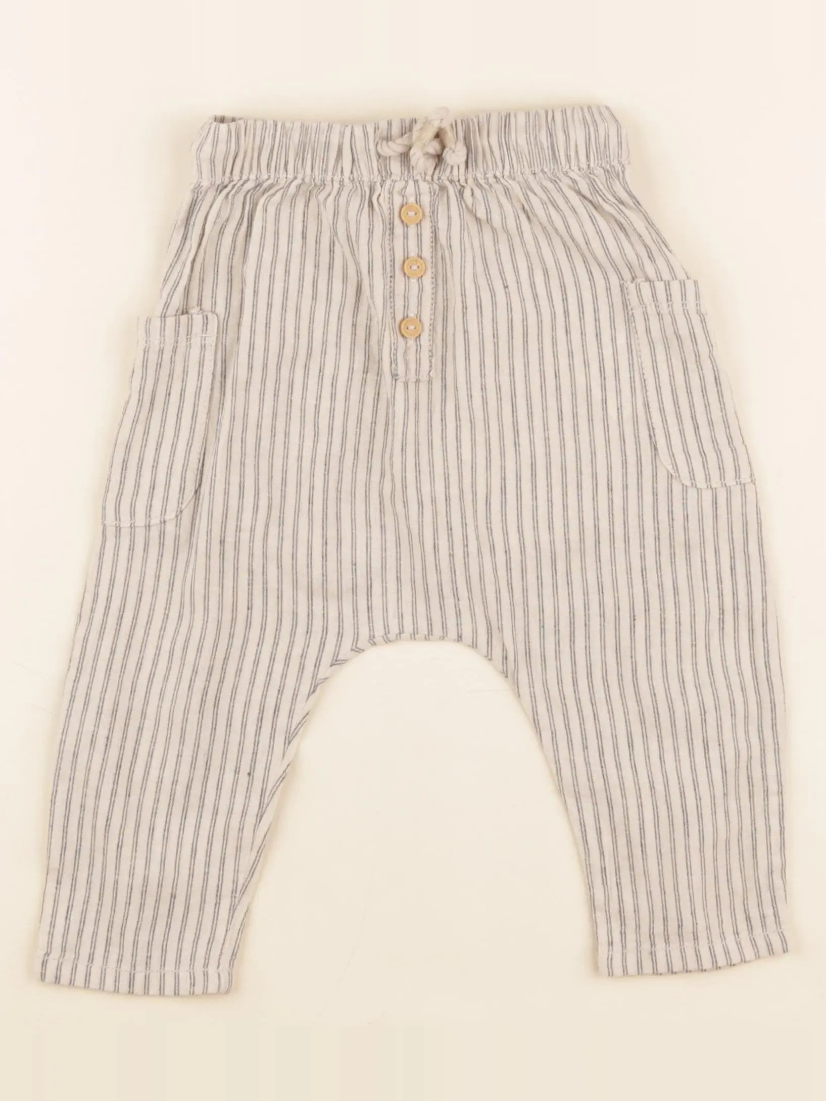 Vertbaudet - sarouel beige, bleu - 12 mois