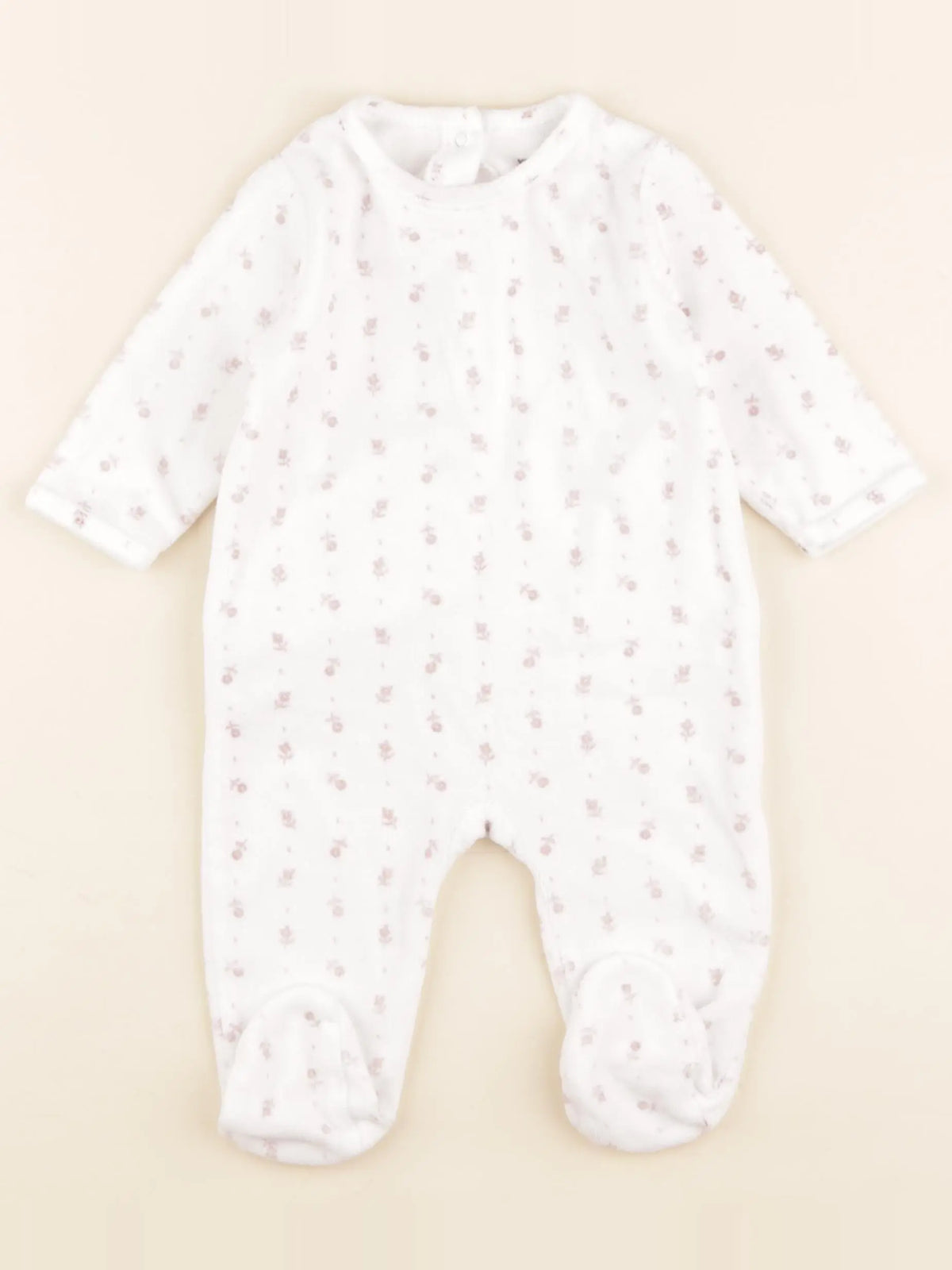 Vertbaudet - pyjama velours blanc - 6 mois