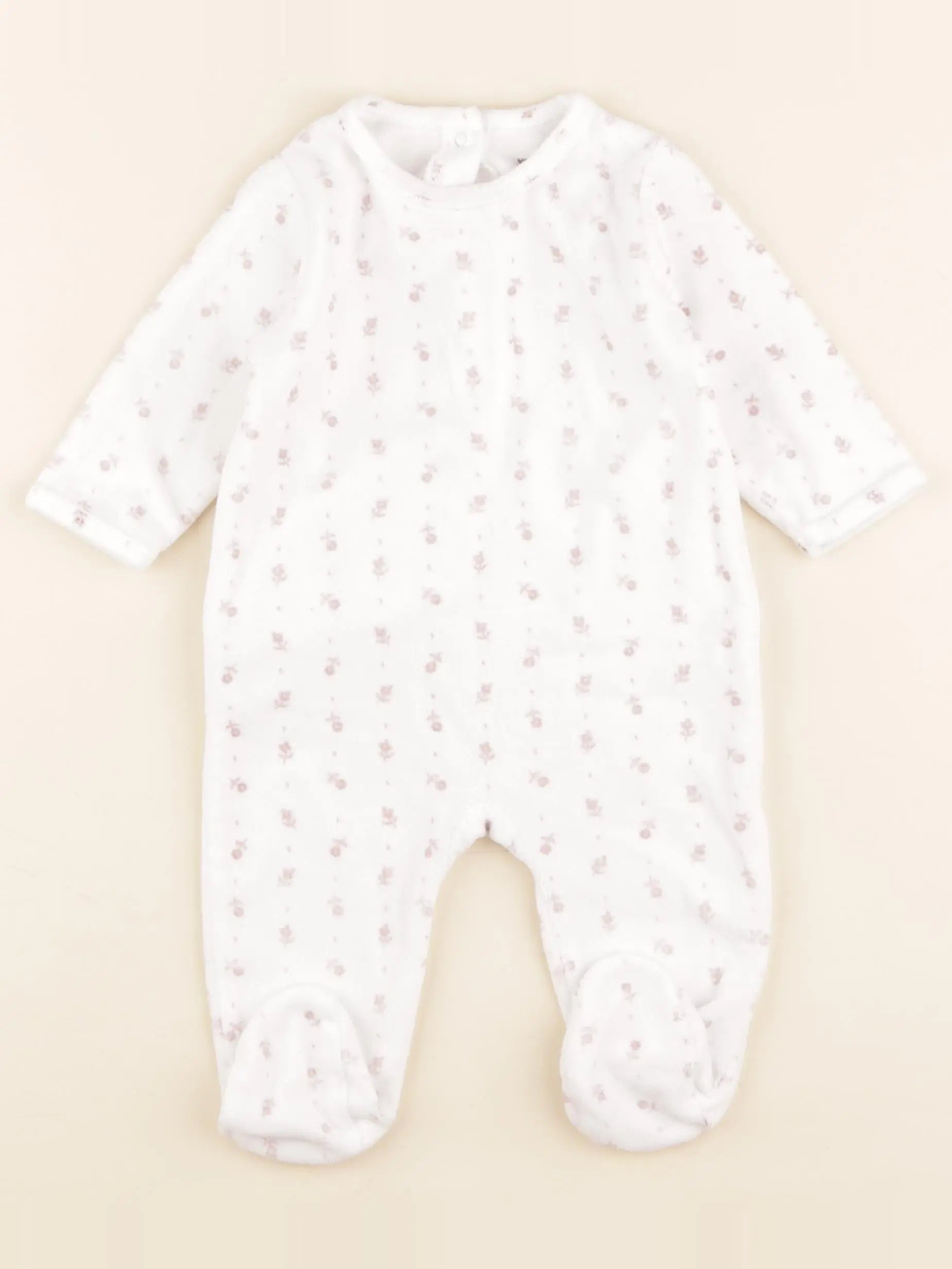 Vertbaudet - pyjama velours blanc - 6 mois