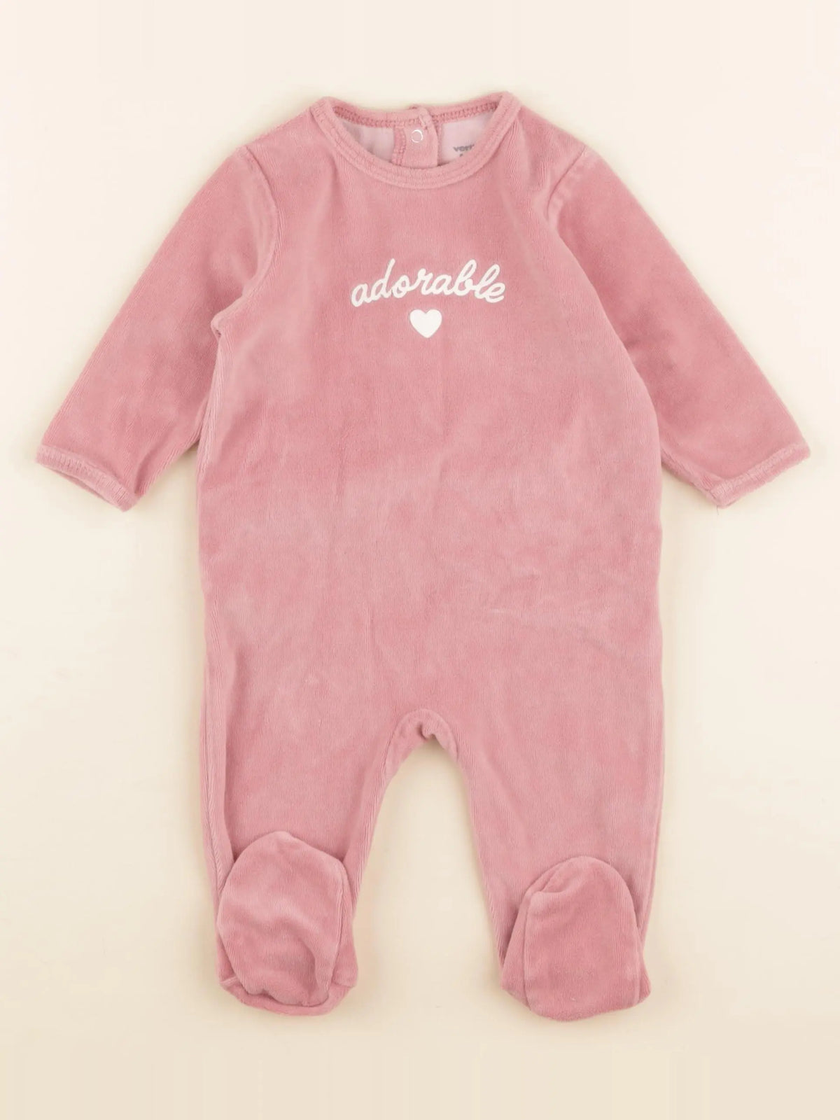 Vertbaudet - pyjama velours rose - 6 mois