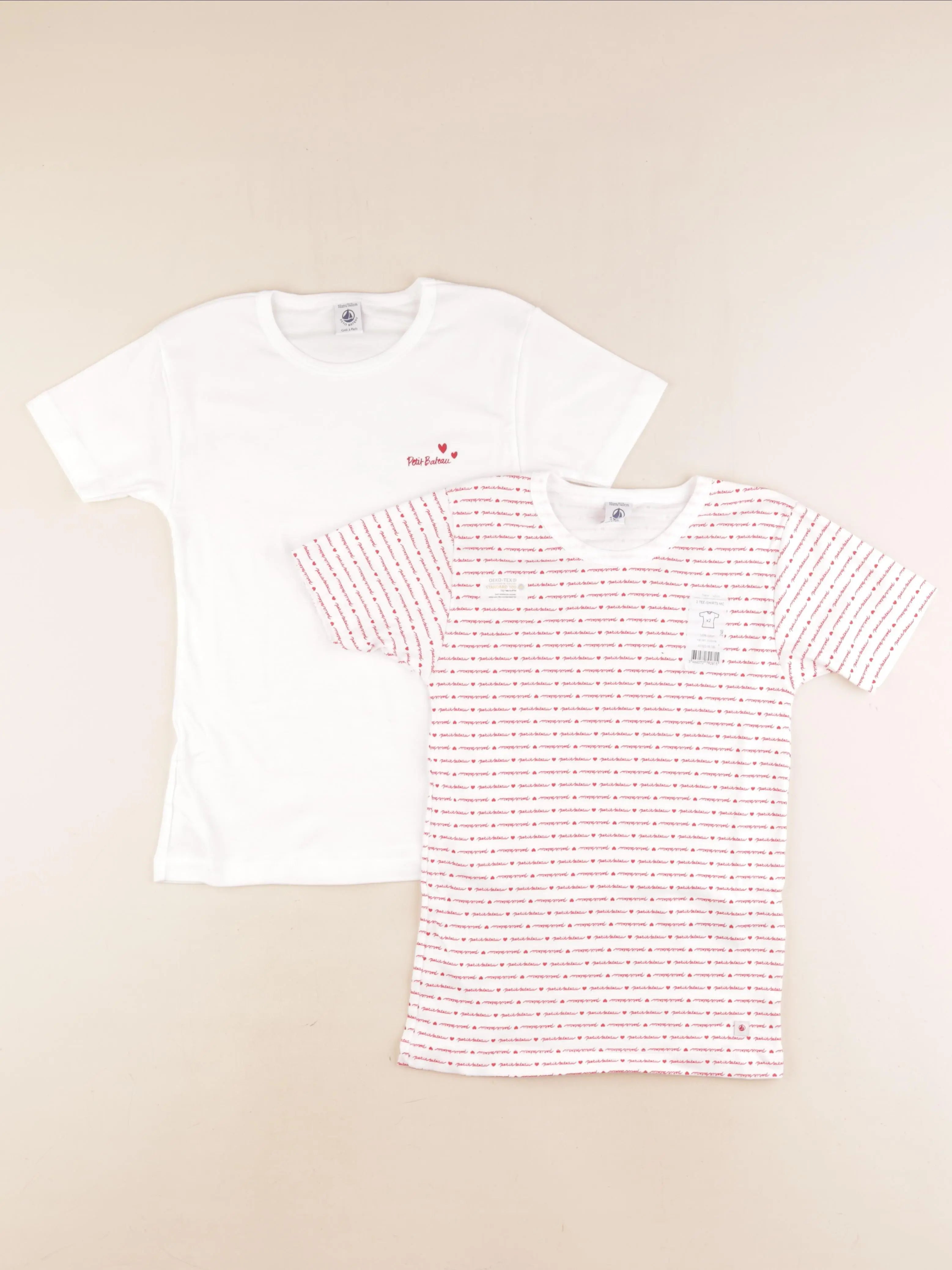 Petit Bateau - lot de 2 maillots de corps rouge - 10 ans