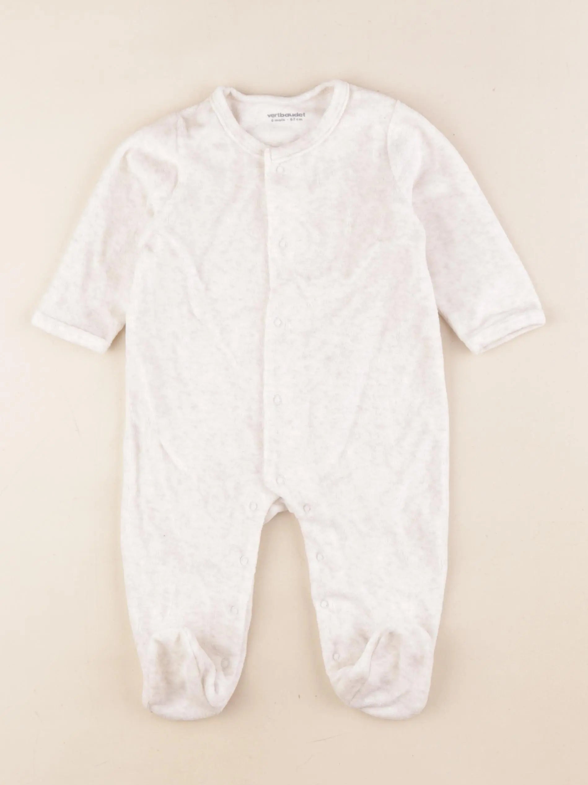 Vertbaudet - pyjama velours beige - 6 mois