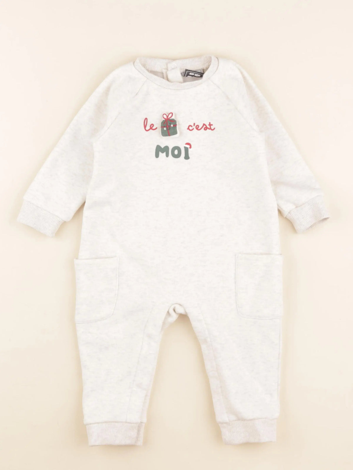 Tape à l'oeil - pyjama coton blanc, gris - 12 mois