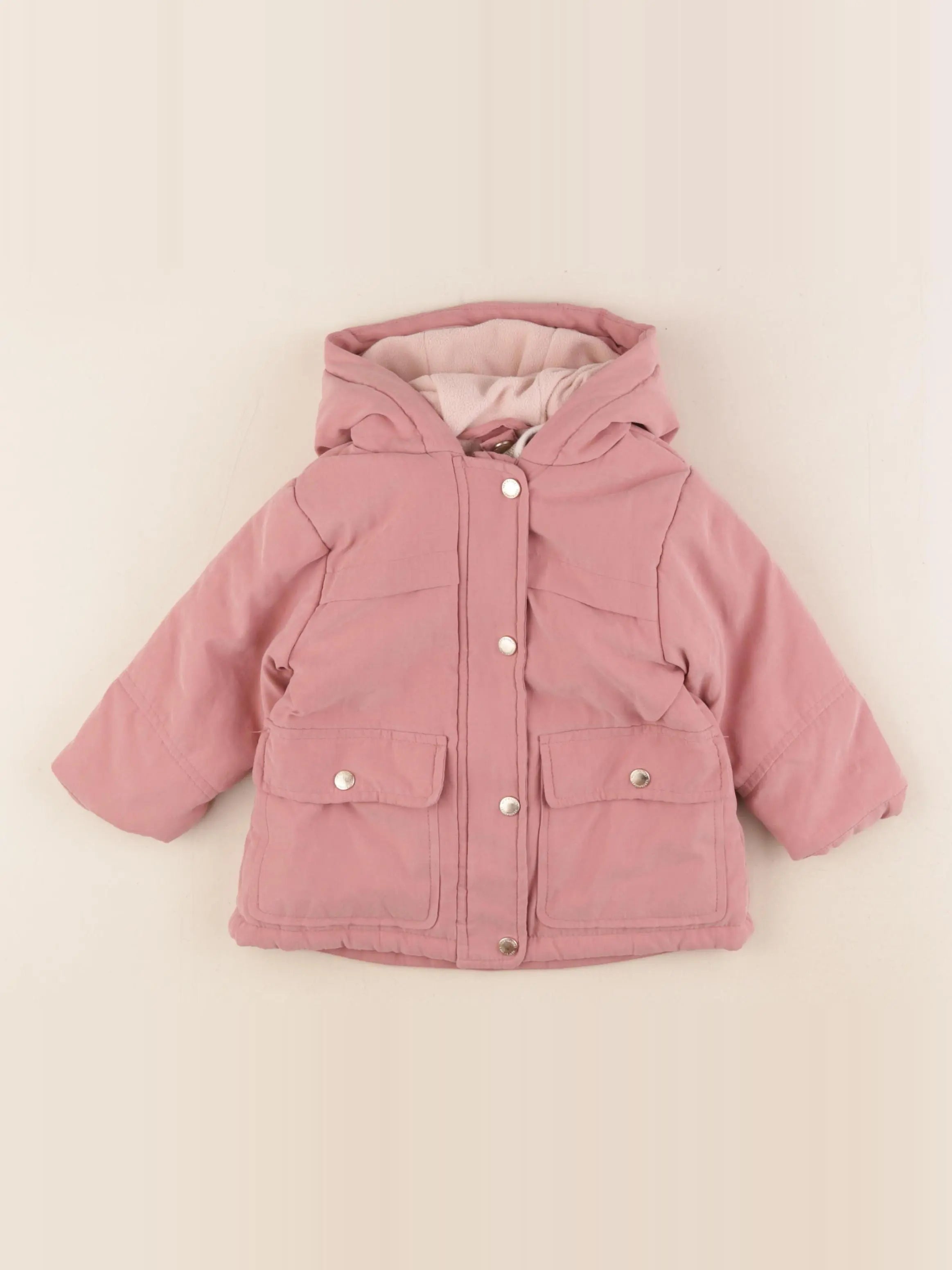 Vertbaudet - manteau doublure amovible rose - 9 mois