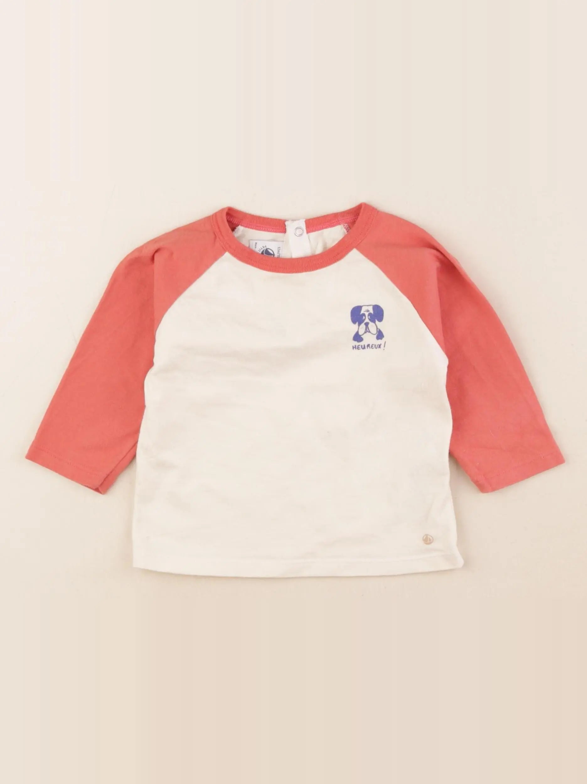 Petit Bateau - tee-shirt beige, orange - 12 mois