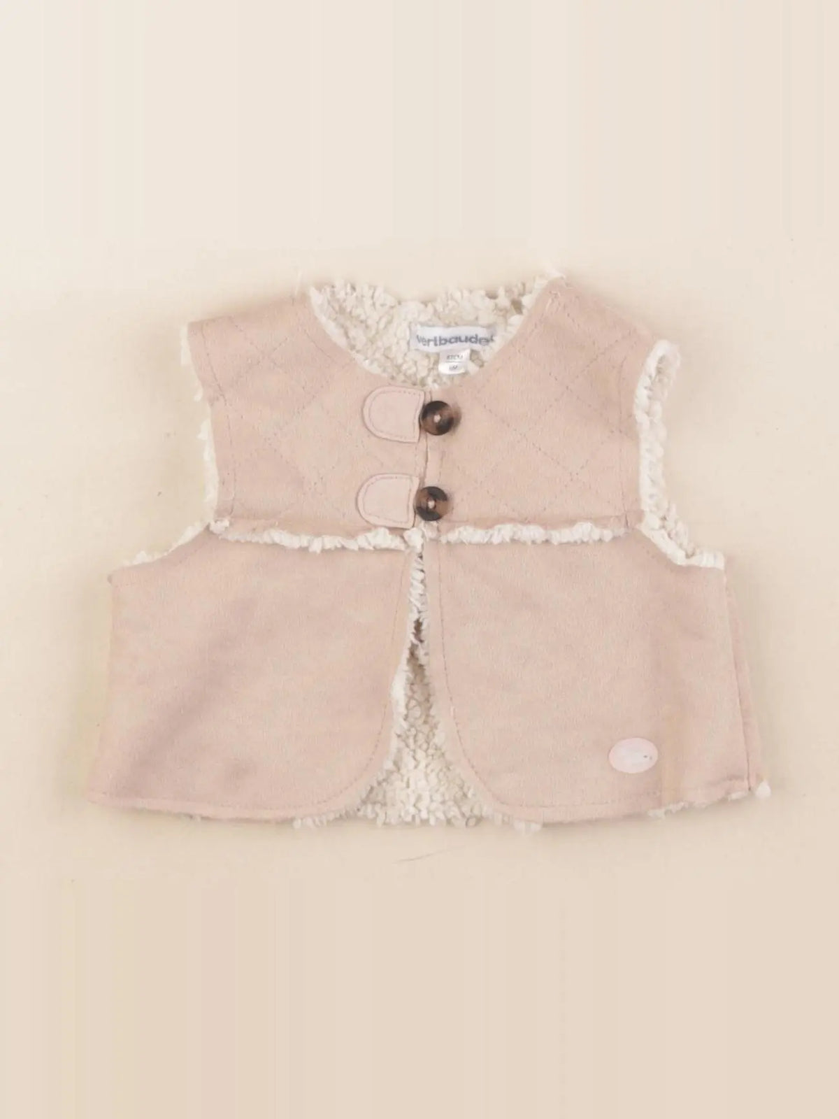 Vertbaudet - gilet beige - 6 mois
